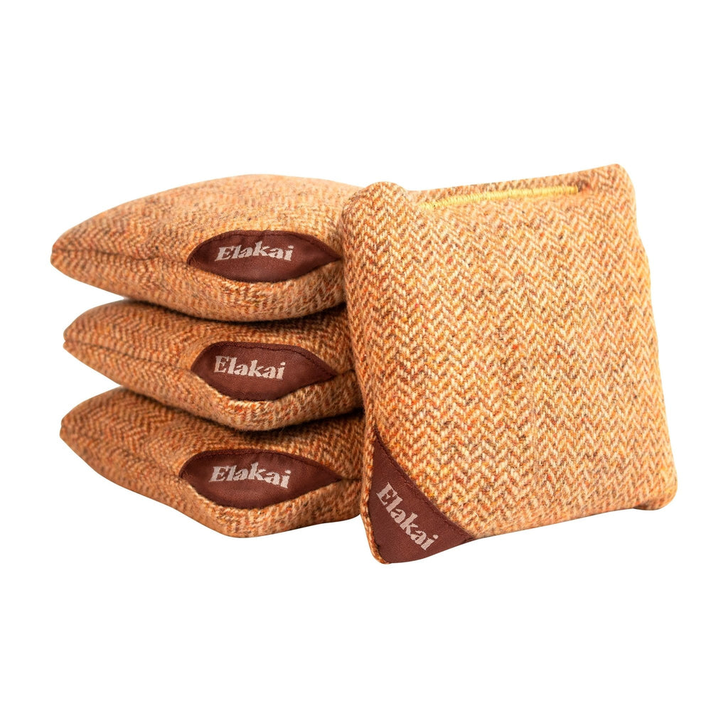 Elakai 4-in Travel Herringbone Cornhole Bags | Premium All-Weather Collection Yellow Ochre | Heirloom Boulevard