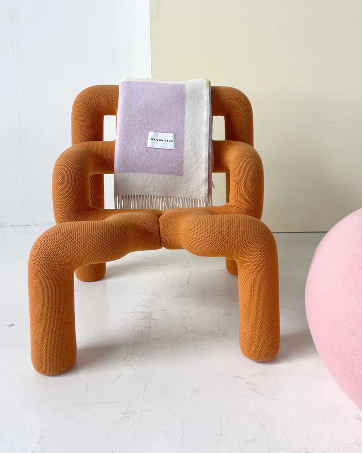 Blanket COLOR BLOCK No. 1 Lilac / Yellow and Orange 4.25 x 6.5 ft