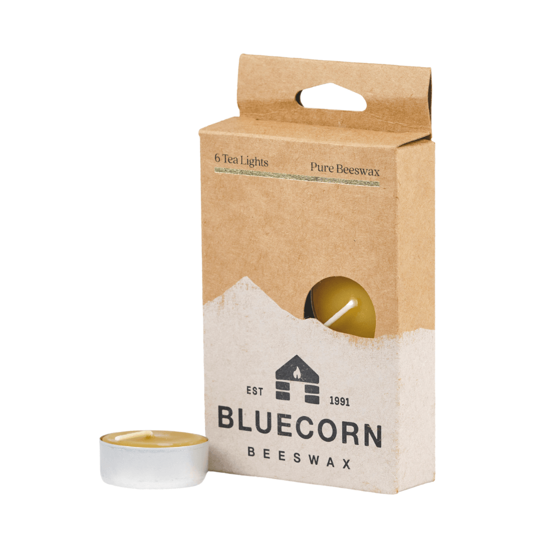 Bluecorn Candles Pure Beeswax Tea Light Candles 6-Pack Raw Metal | Heirloom Boulevard