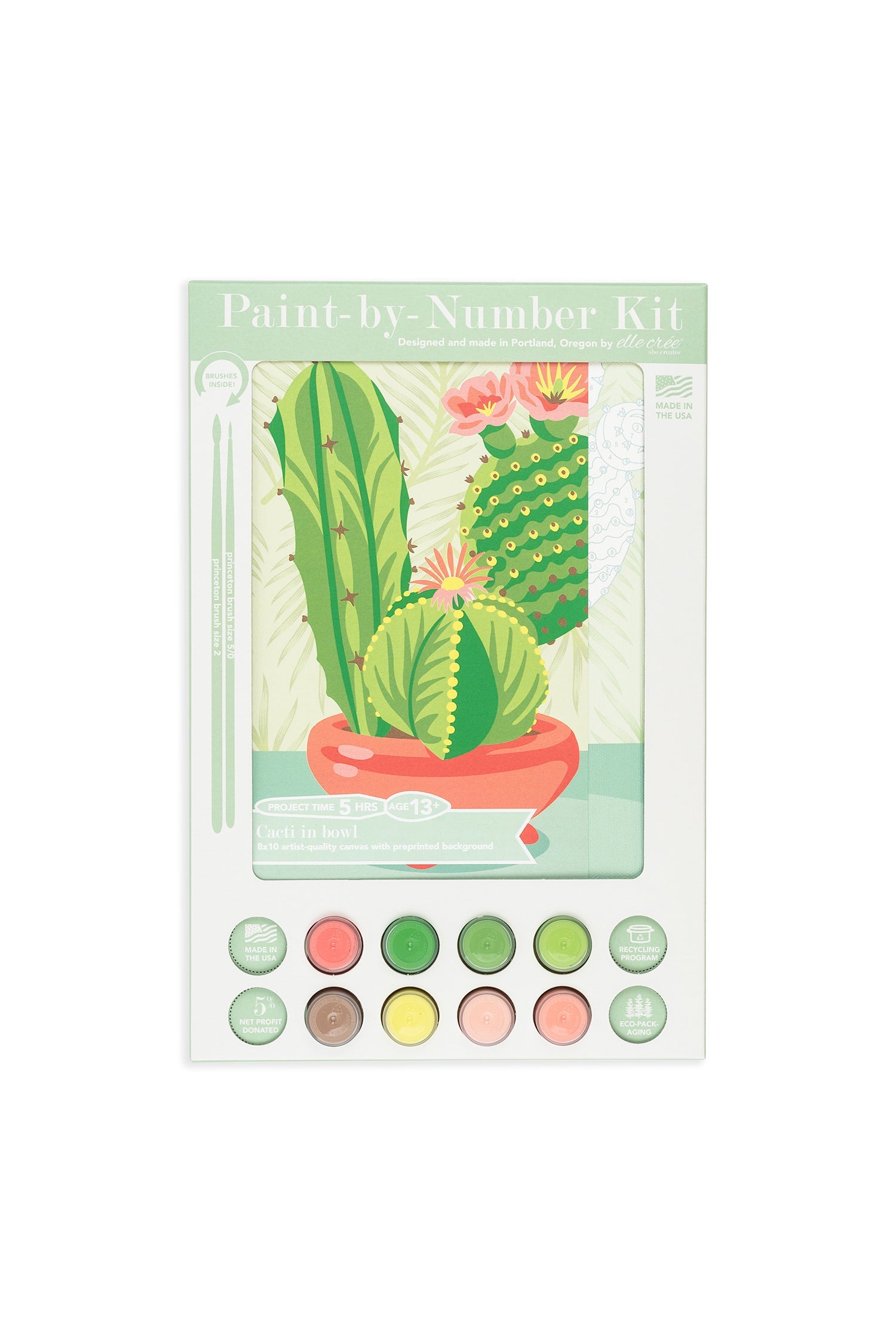 Elle Crée Cacti in Bowl | 8x10 paint-by-number kit | Heirloom Boulevard