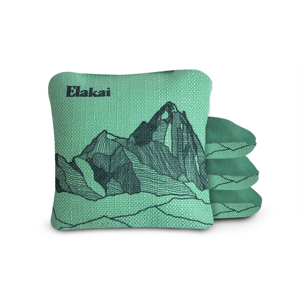 Elakai 6-in Dual-Sided Cornhole Bags | Mt. Elakai Design Collection Aquamarine Teal | Heirloom Boulevard