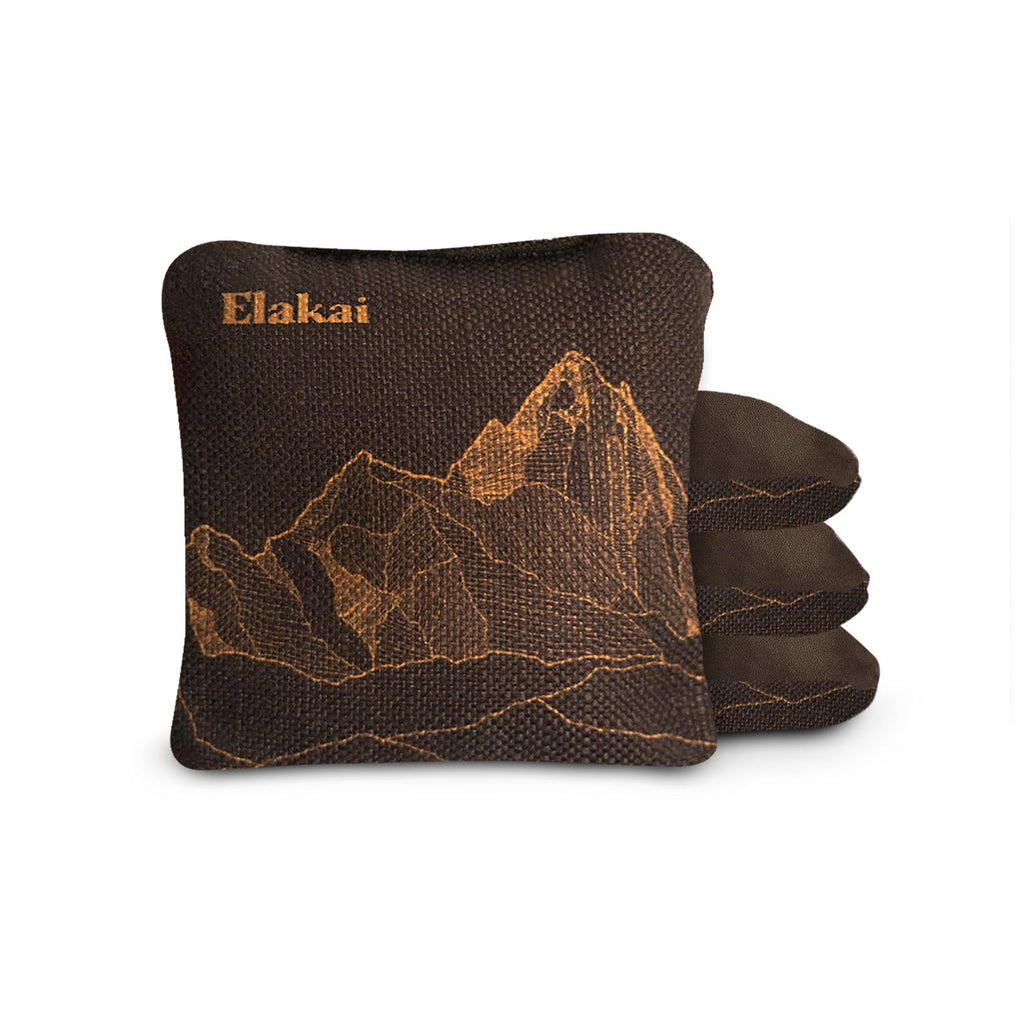 Elakai 6-in Dual-Sided Cornhole Bags | Mt. Elakai Design Collection Brown Umber | Heirloom Boulevard