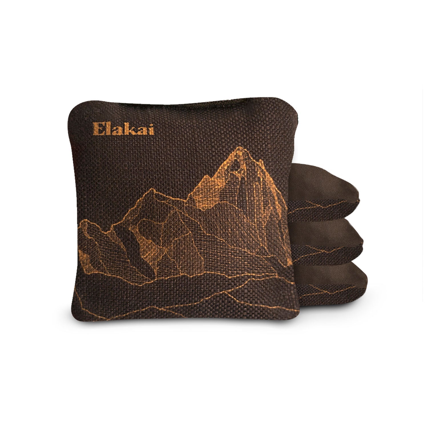 Elakai 6-in Dual-Sided Cornhole Bags | Mt. Elakai Design Collection Brown Umber | Heirloom Boulevard