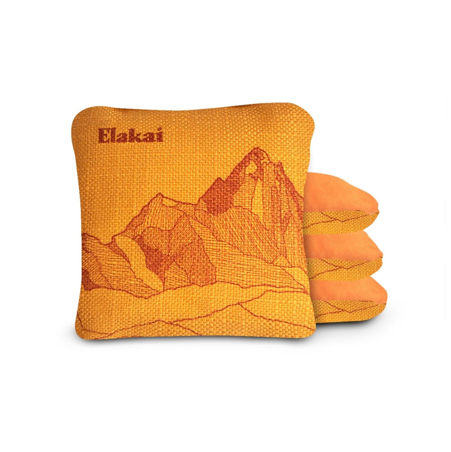 Elakai 6-in Dual-Sided Cornhole Bags | Mt. Elakai Design Collection Marigold Yellow | Heirloom Boulevard