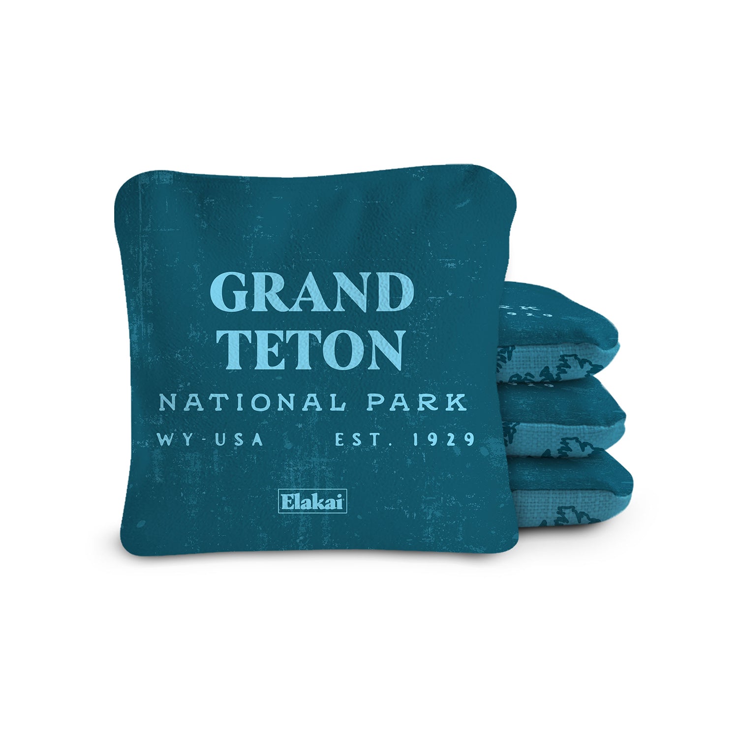 Elakai 6-in Dual-Sided Cornhole Bags | National Parks Collection Grand Teton Teal | Heirloom Boulevard