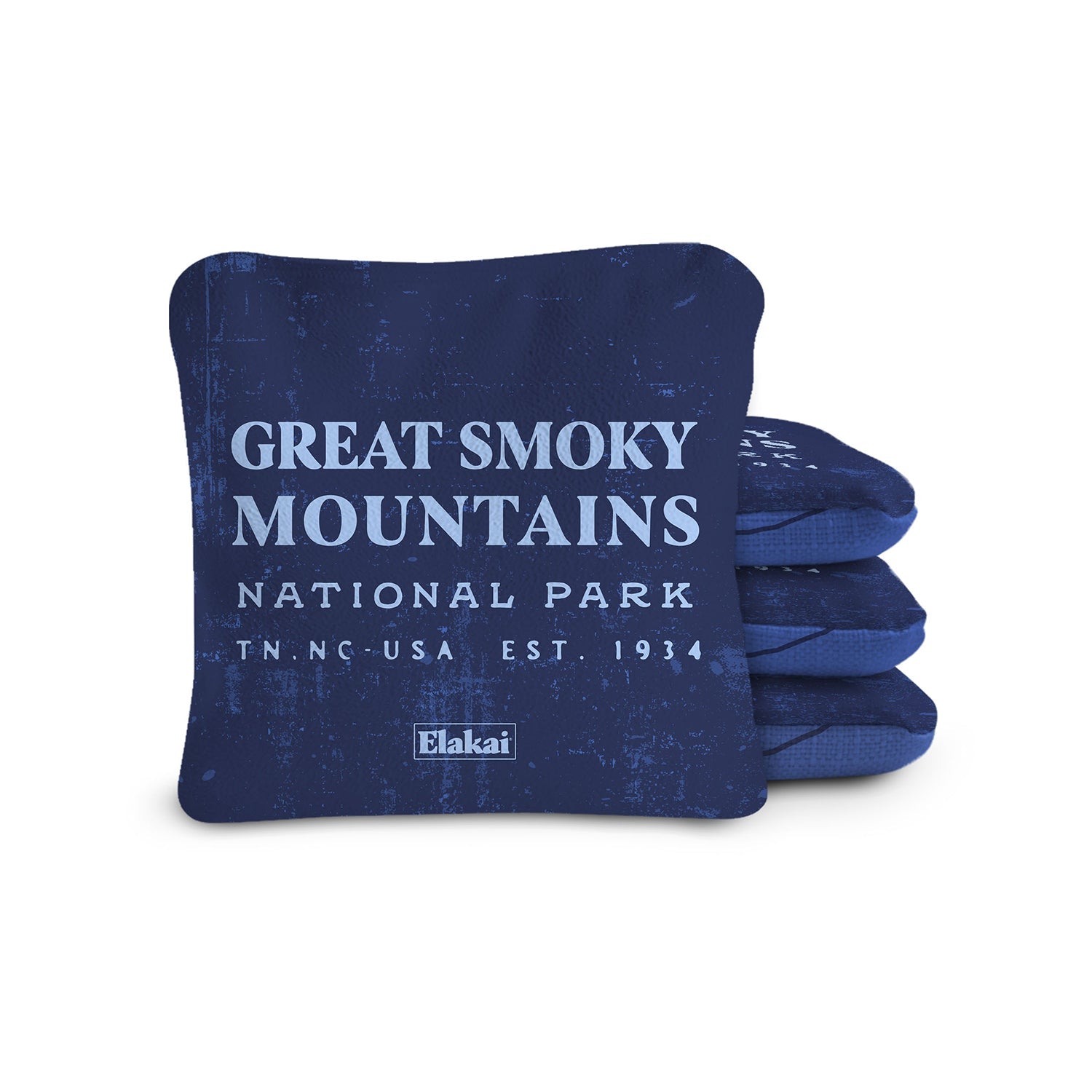 Elakai 6-in Dual-Sided Cornhole Bags | National Parks Collection Great Smoky Mountains Blue | Heirloom Boulevard