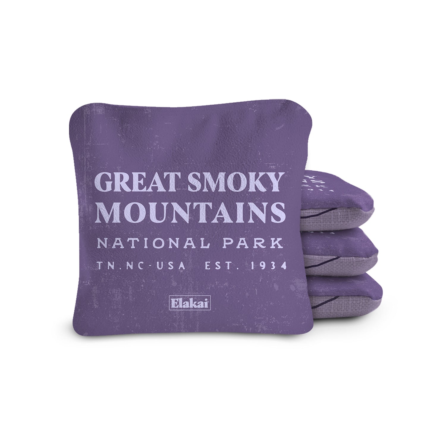 Elakai 6-in Dual-Sided Cornhole Bags | National Parks Collection Great Smoky Mountains Purple | Heirloom Boulevard