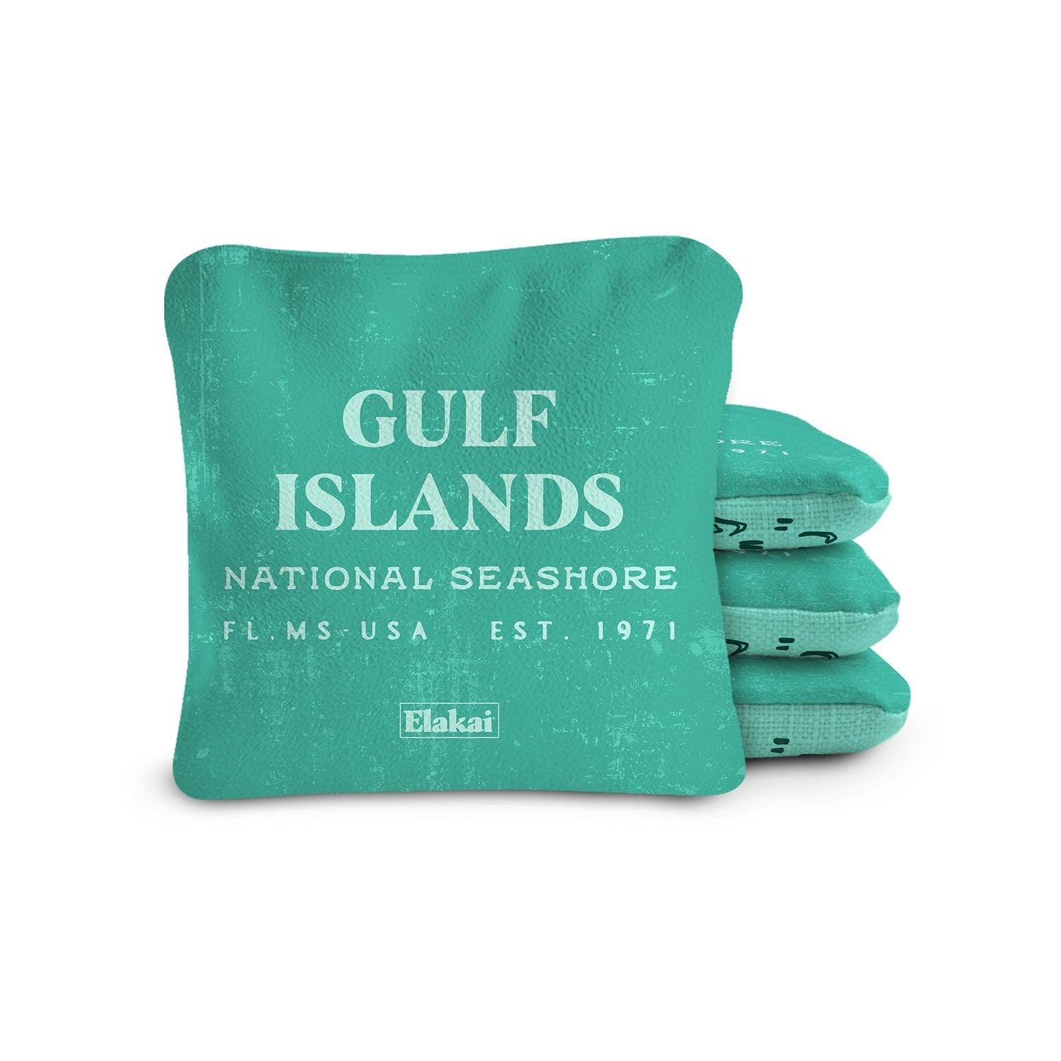 Elakai 6-in Dual-Sided Cornhole Bags | National Parks Collection Gulf Islands Shore Turquoise | Heirloom Boulevard