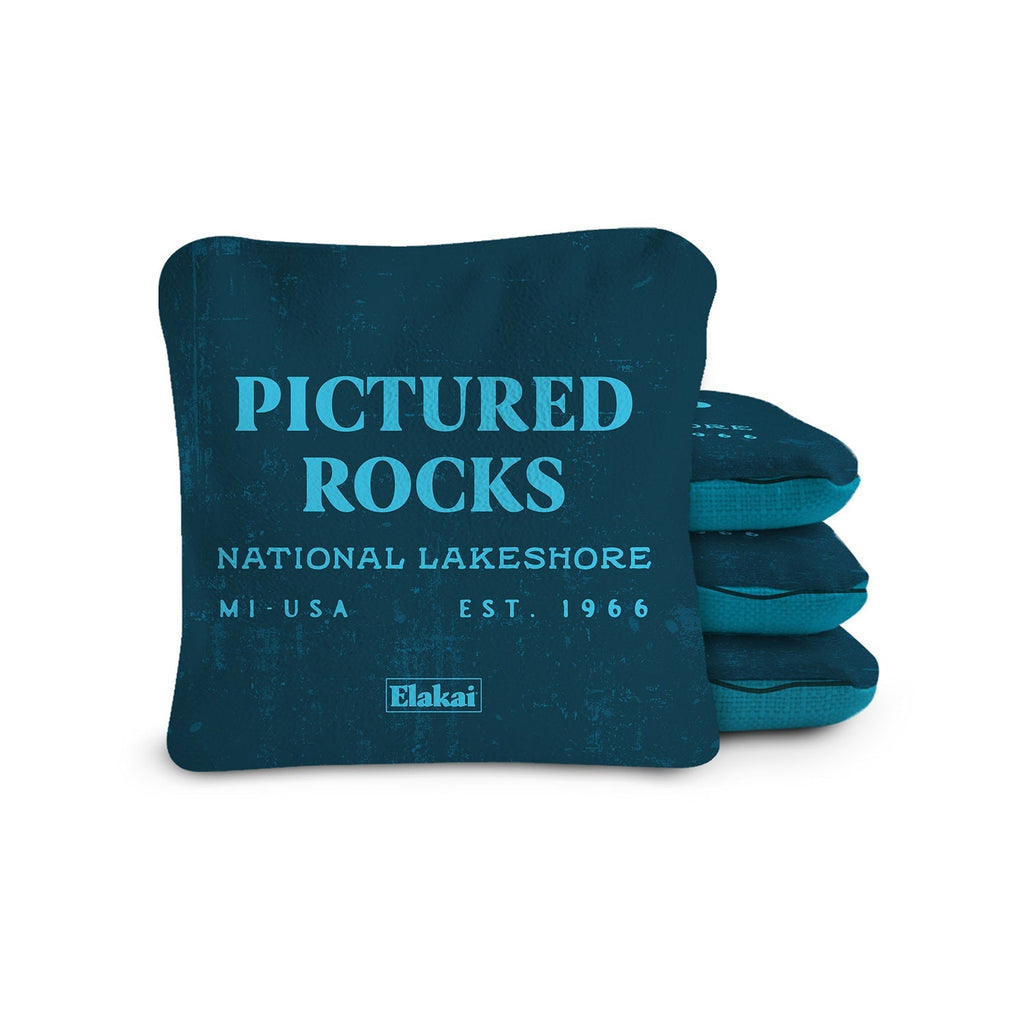 Elakai 6-in Dual-Sided Cornhole Bags | National Parks Collection Pictured Rocks Blue | Heirloom Boulevard