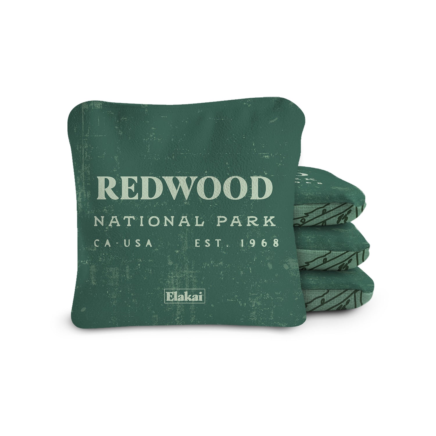 Elakai 6-in Dual-Sided Cornhole Bags | National Parks Collection Redwoods Green | Heirloom Boulevard