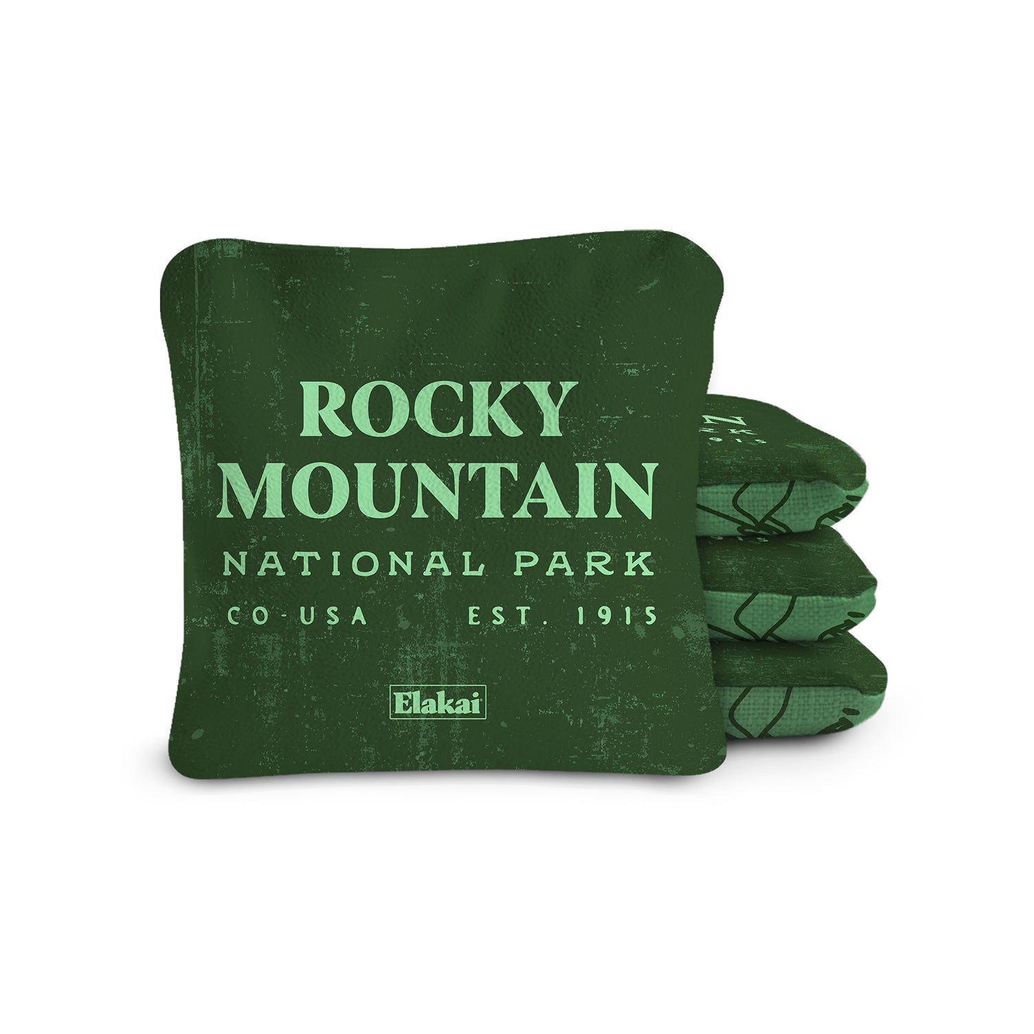 Elakai 6-in Dual-Sided Cornhole Bags | National Parks Collection Rocky Mountain Green | Heirloom Boulevard