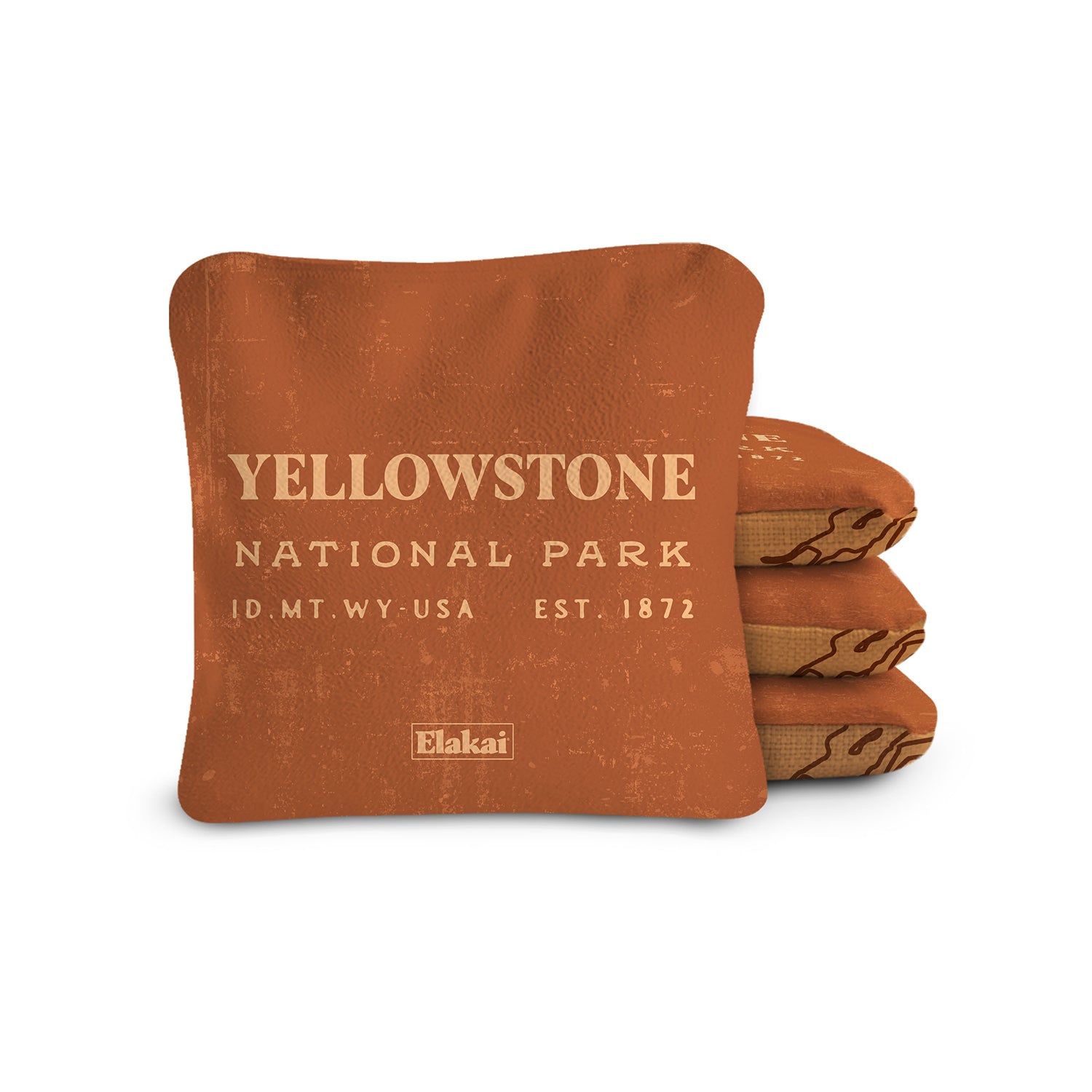 Elakai 6-in Dual-Sided Cornhole Bags | National Parks Collection Yellowstone Burnt Orange | Heirloom Boulevard