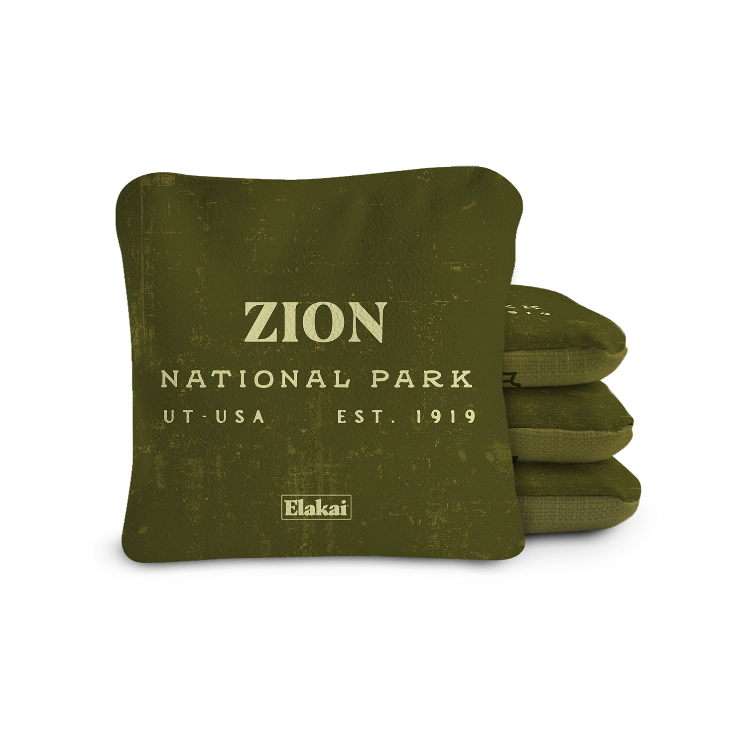 Elakai 6-in Dual-Sided Cornhole Bags | National Parks Collection Zion Olive | Heirloom Boulevard