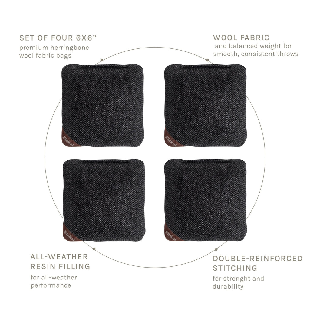 Elakai 6-in Herringbone Cornhole Bags | Premium All-Weather Collection | Heirloom Boulevard