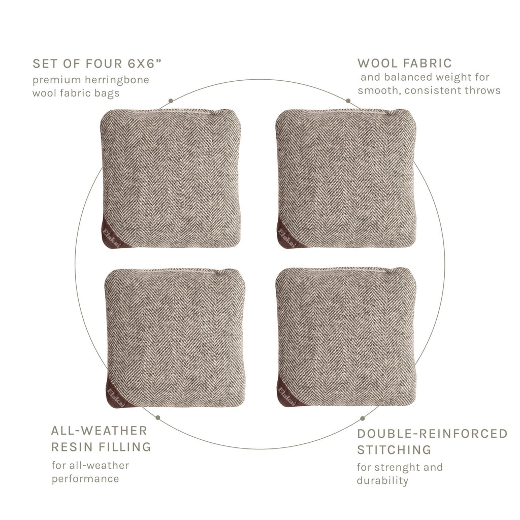Elakai 6-in Herringbone Cornhole Bags | Premium All-Weather Collection | Heirloom Boulevard