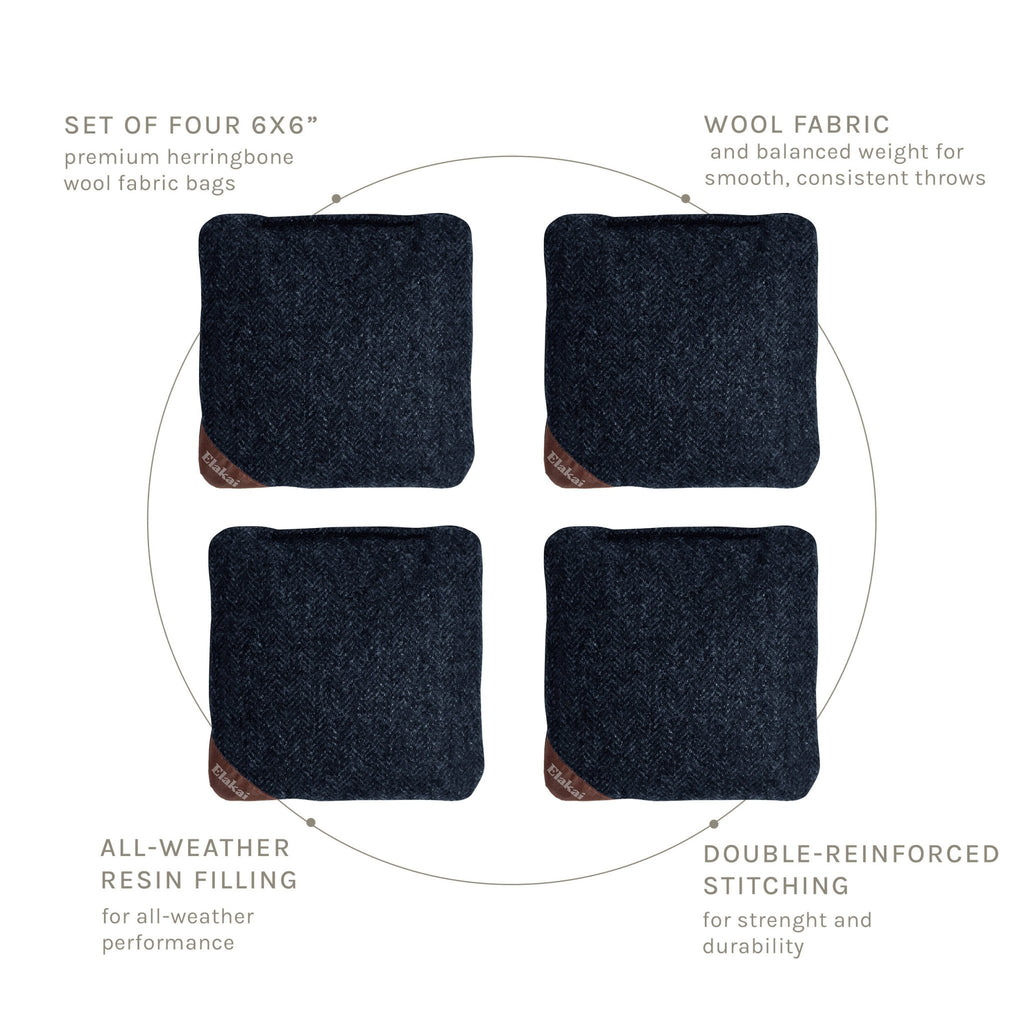 Elakai 6-in Herringbone Cornhole Bags | Premium All-Weather Collection | Heirloom Boulevard