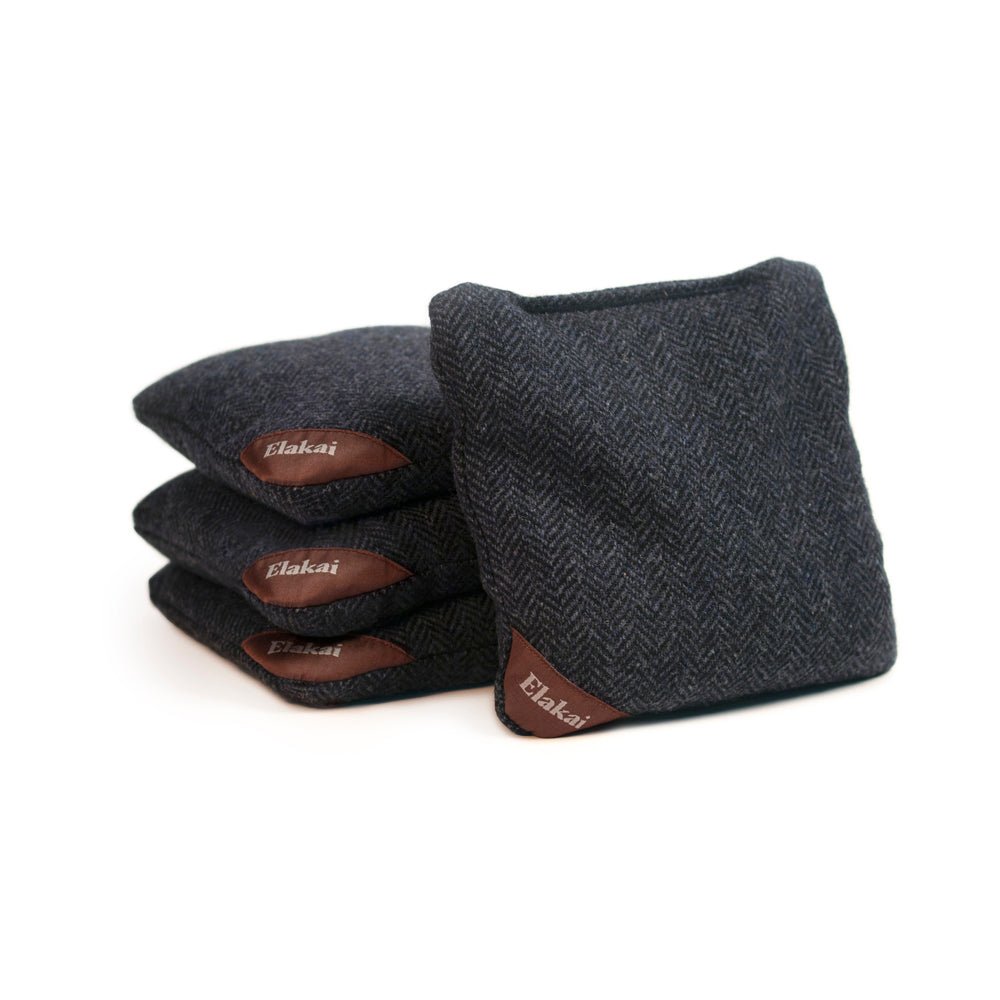 Elakai 6-in Herringbone Cornhole Bags | Premium All-Weather Collection Midnight Navy | Heirloom Boulevard