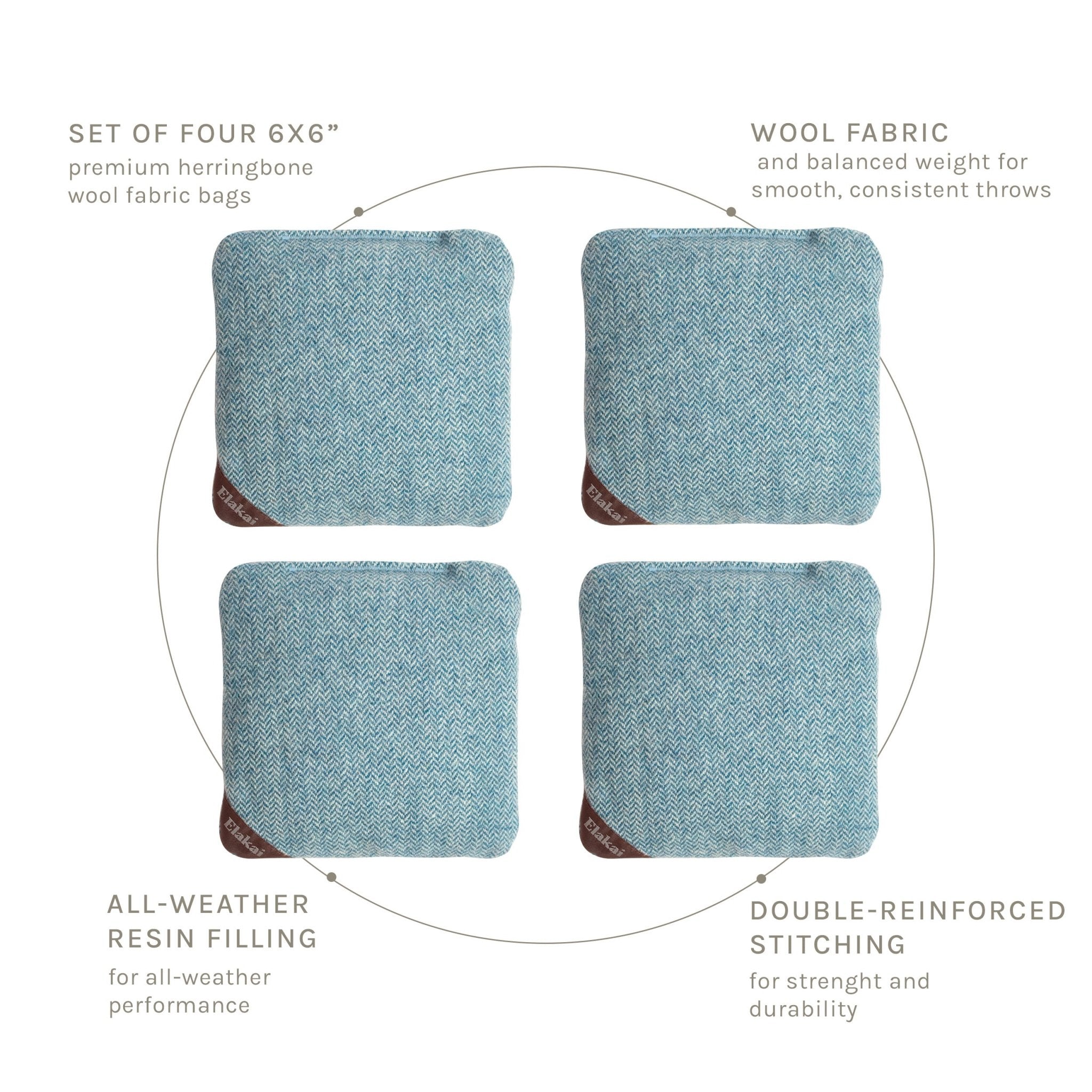 Elakai 6-in Herringbone Cornhole Bags | Premium All-Weather Collection | Heirloom Boulevard
