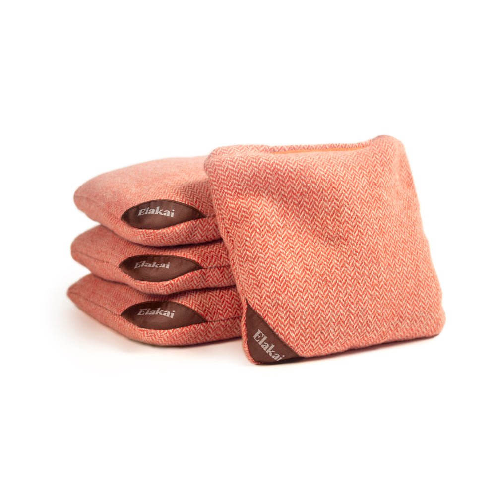 Elakai 6-in Herringbone Cornhole Bags | Premium All-Weather Collection Tangerine Orange | Heirloom Boulevard