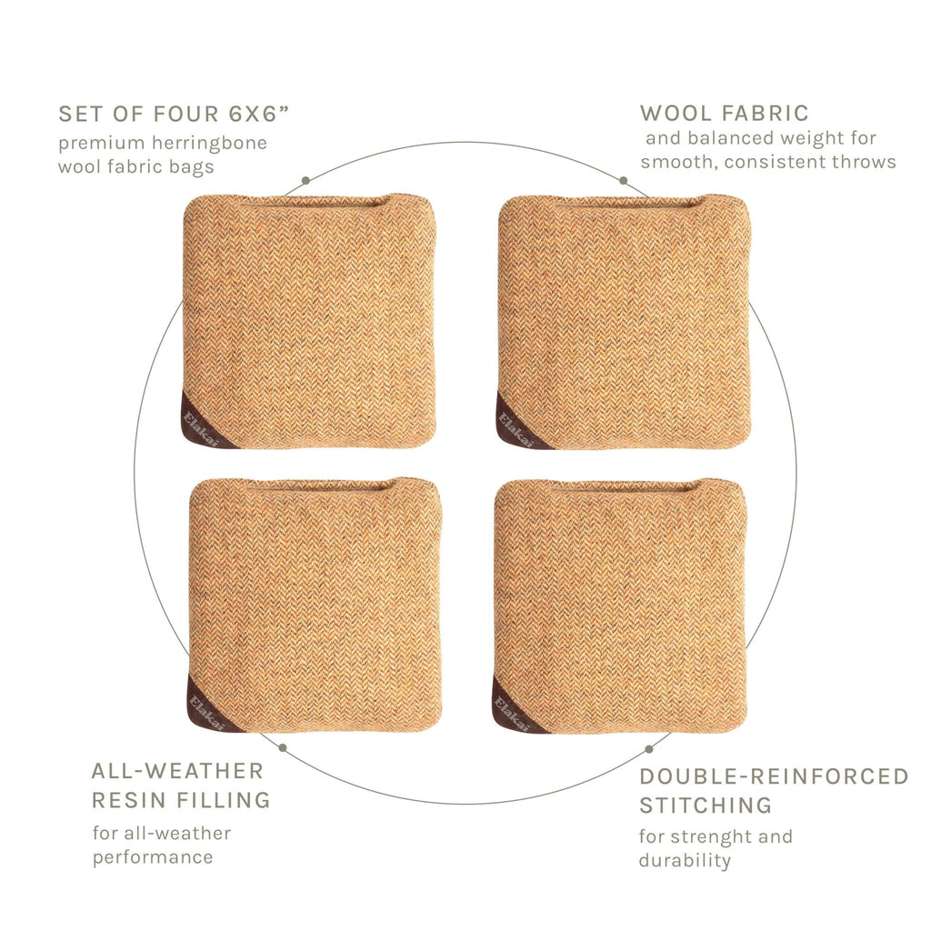 Elakai 6-in Herringbone Cornhole Bags | Premium All-Weather Collection | Heirloom Boulevard