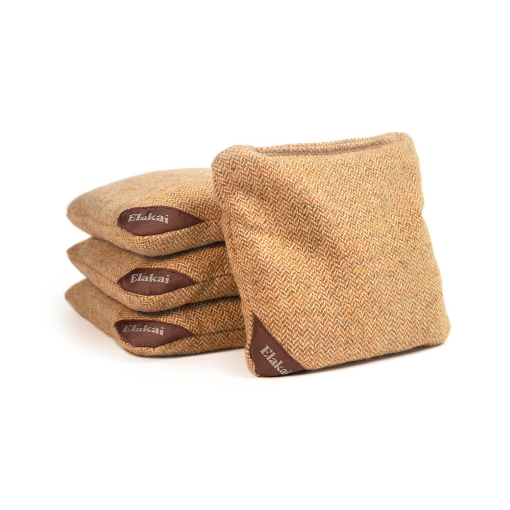 Elakai 6-in Herringbone Cornhole Bags | Premium All-Weather Collection Yellow Ochre | Heirloom Boulevard