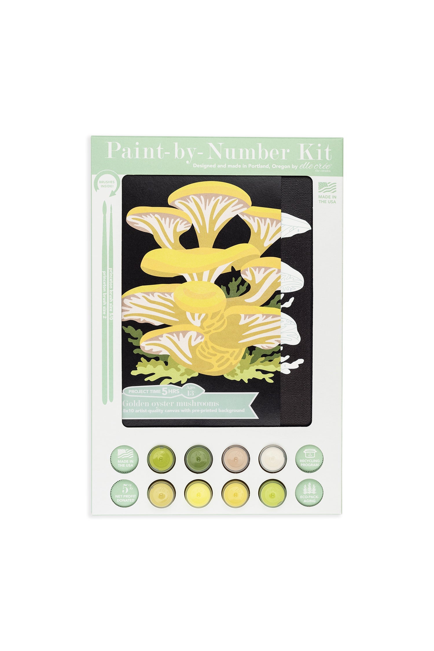 Elle Crée Golden Oyster Mushrooms | 8x10 paint-by-number kit | Heirloom Boulevard