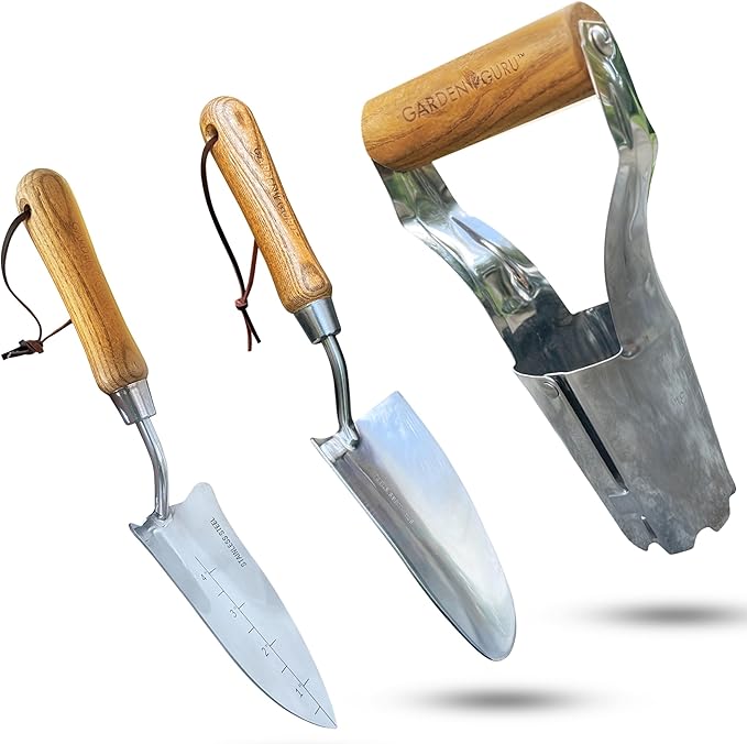 Garden Guru Garden Planting Set - Includes Classic Trowel, Transplanter, Bulb Planter | Heirloom Boulevard