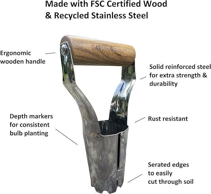 Garden Guru Garden Planting Set - Includes Classic Trowel, Transplanter, Bulb Planter | Heirloom Boulevard