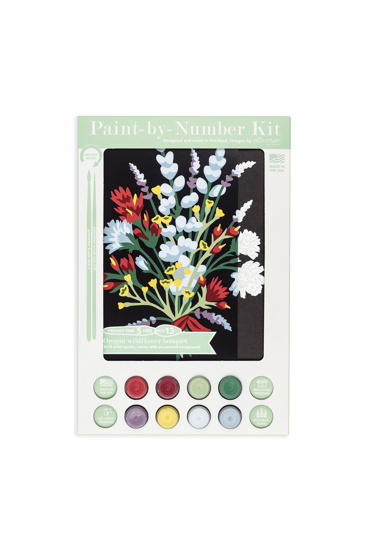 Elle Crée Oregon Wildflowers | 8x10 paint-by-number kit | Heirloom Boulevard
