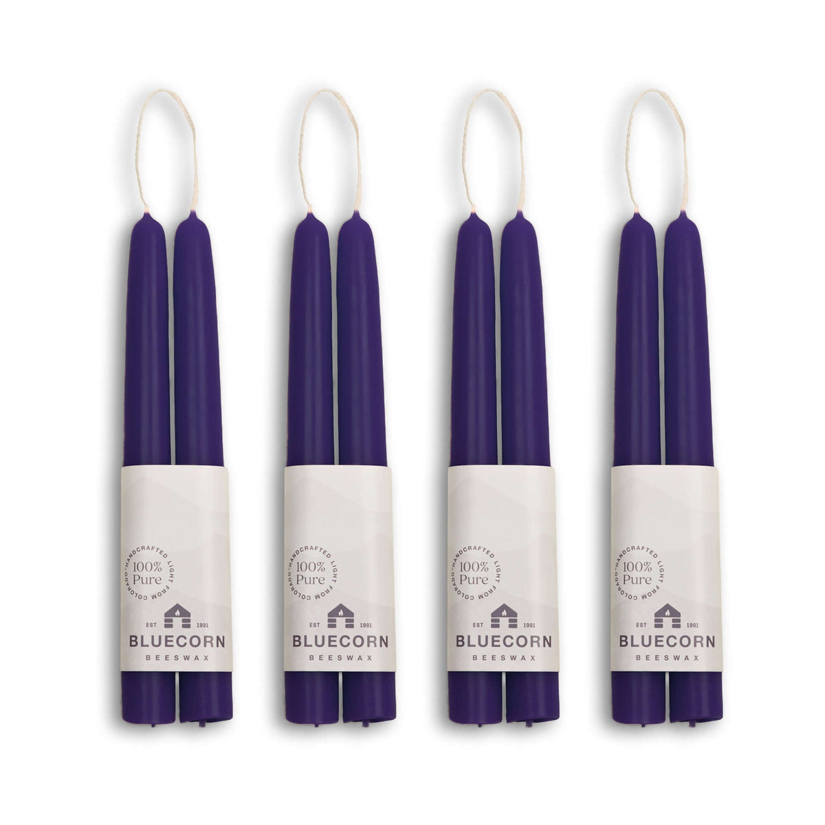 Hand-Dipped Beeswax Taper Candles - Bulk 4-Pair Bundle 8" Eggplant | Heirloom Boulevard