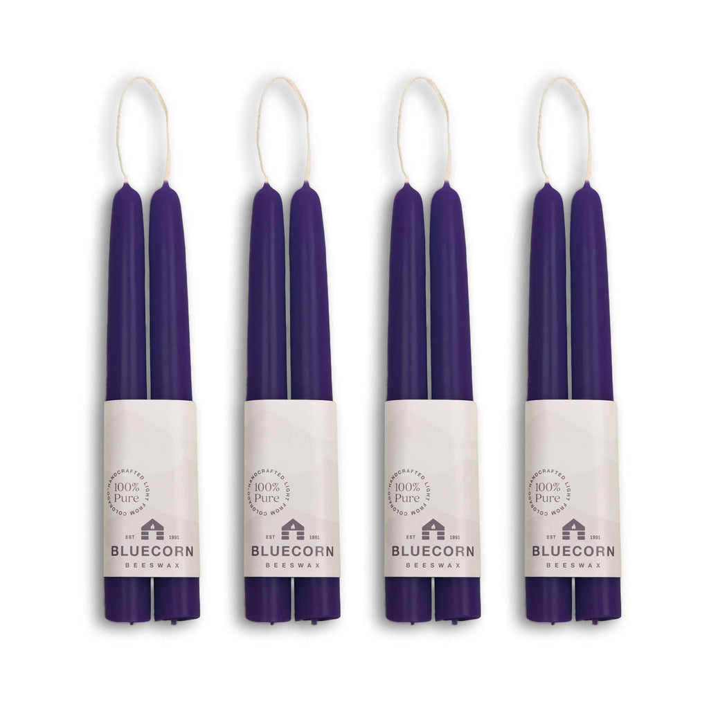 Hand-Dipped Beeswax Taper Candles - Bulk 4-Pair Bundle 8" Eggplant | Heirloom Boulevard
