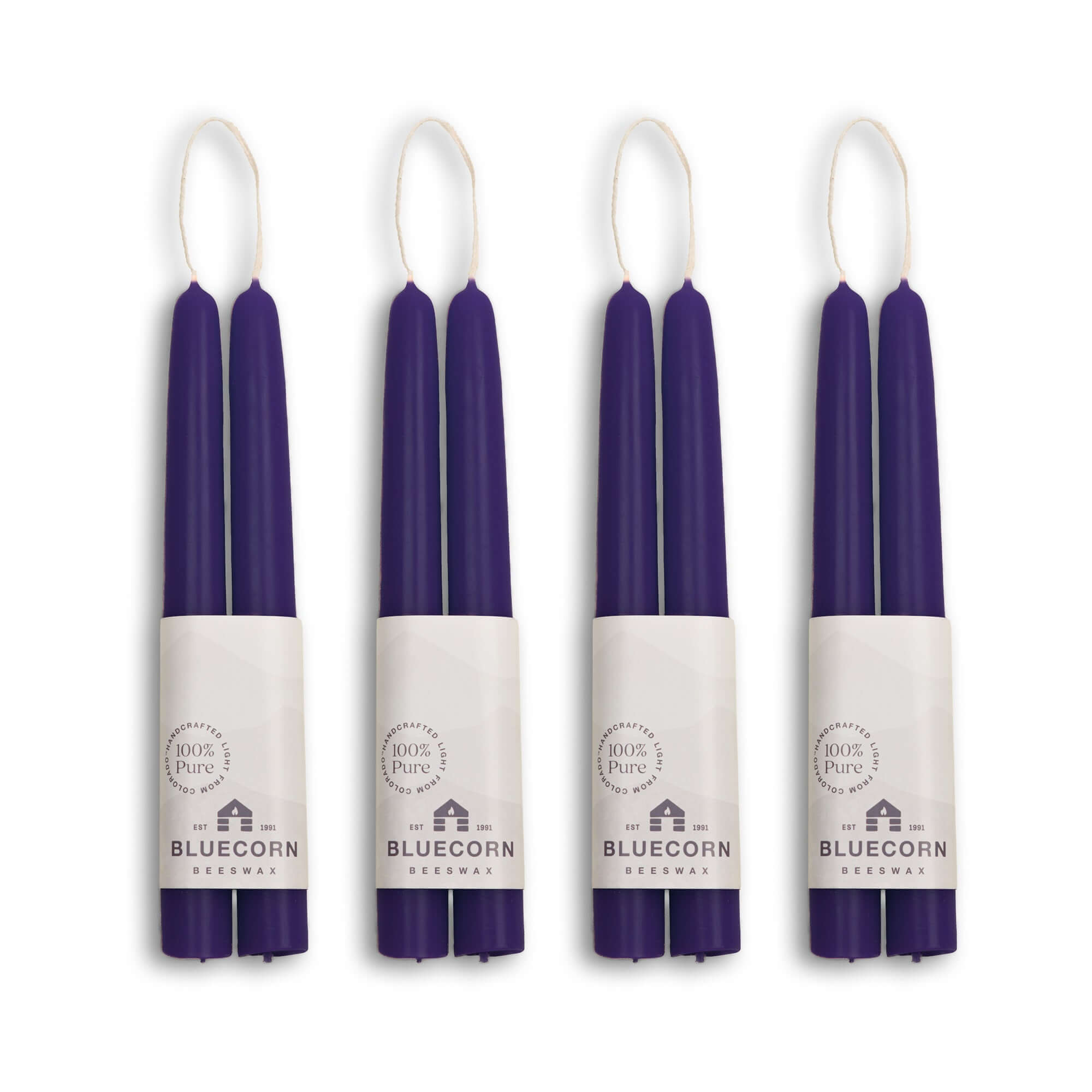 Hand-Dipped Beeswax Taper Candles - Bulk 4-Pair Bundle 8" Eggplant | Heirloom Boulevard