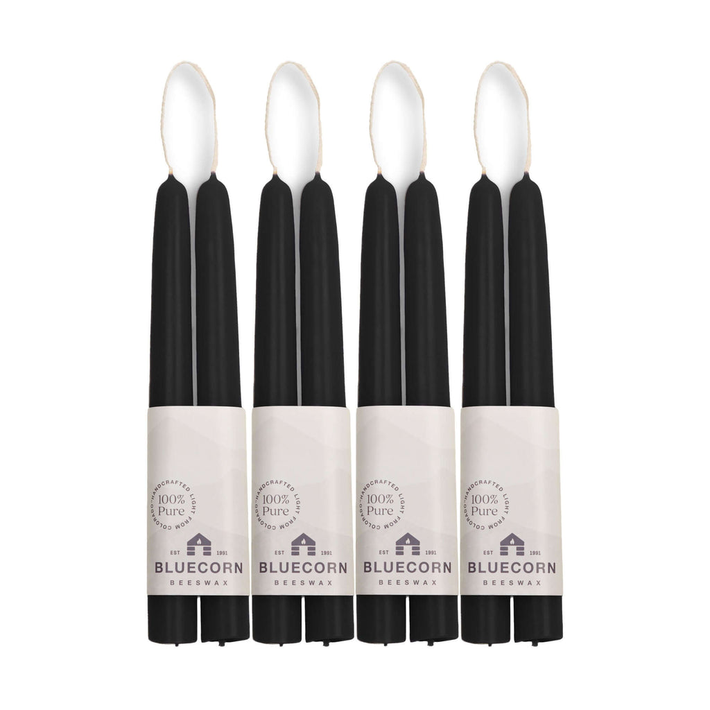 Hand-Dipped Beeswax Taper Candles - Bulk 4-Pair Bundle 8" Black | Heirloom Boulevard