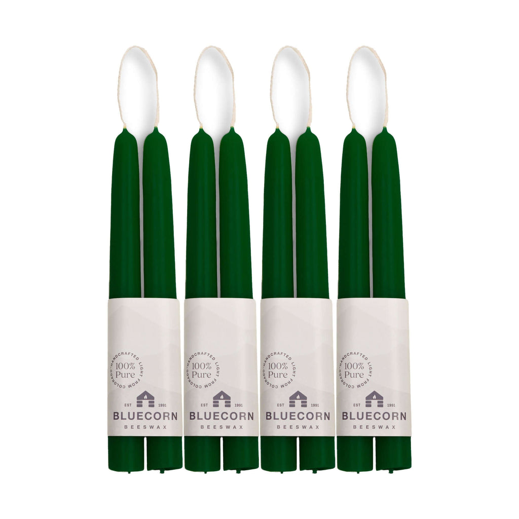 Hand-Dipped Beeswax Taper Candles - Bulk 4-Pair Bundle 8" Moss | Heirloom Boulevard