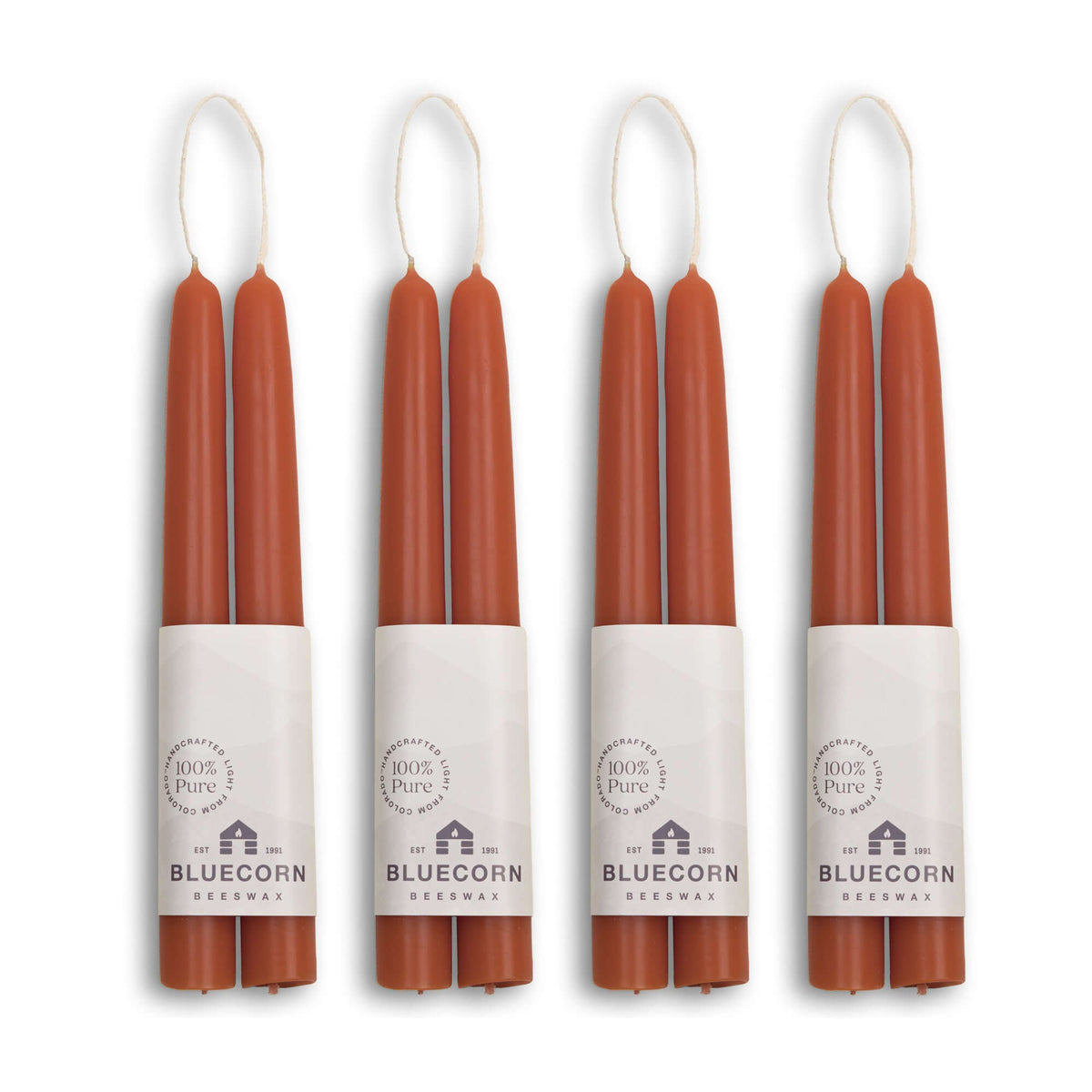 Hand-Dipped Beeswax Taper Candles - Bulk 4-Pair Bundle 8" Terracotta | Heirloom Boulevard