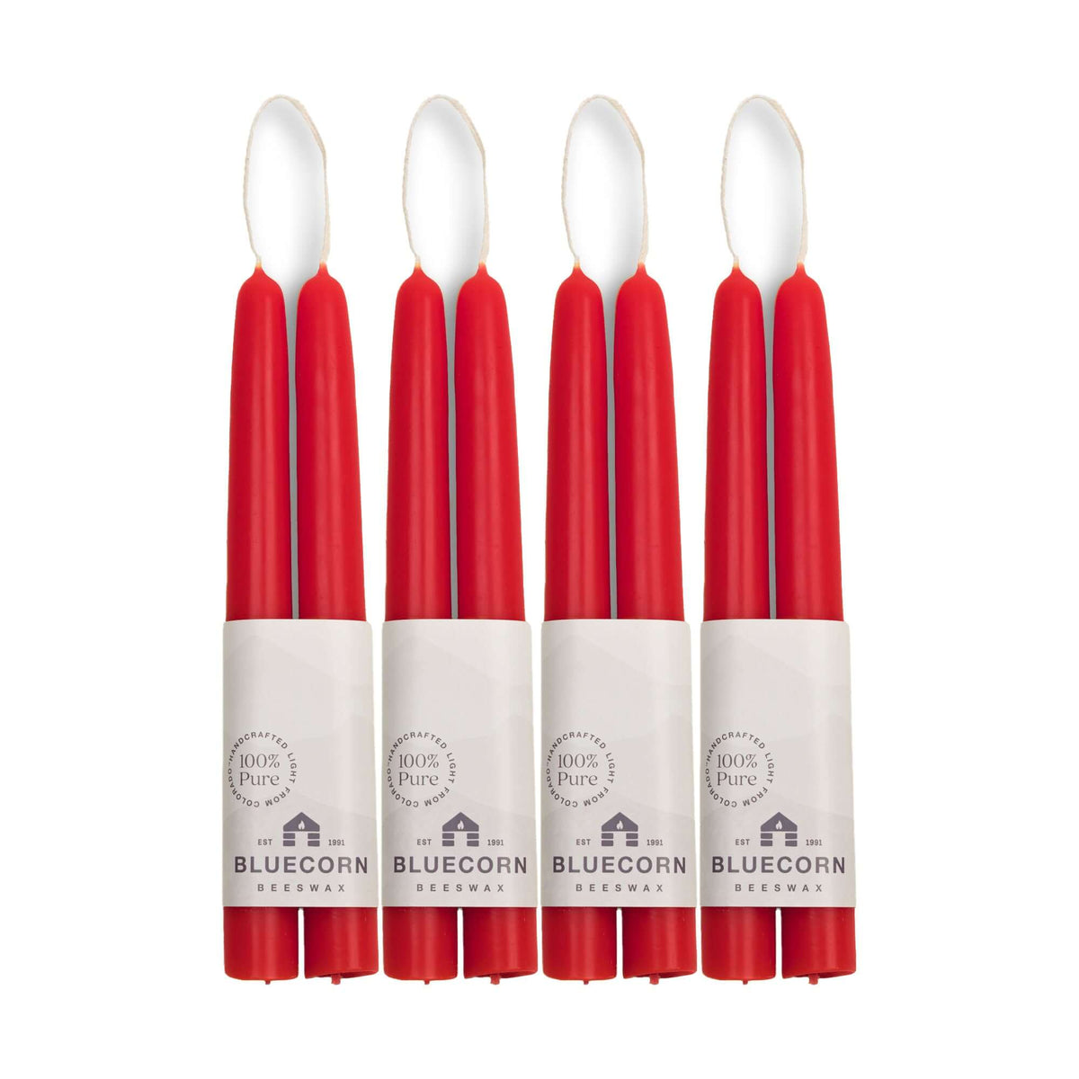 Hand-Dipped Beeswax Taper Candles - Bulk 4-Pair Bundle 8" Red | Heirloom Boulevard