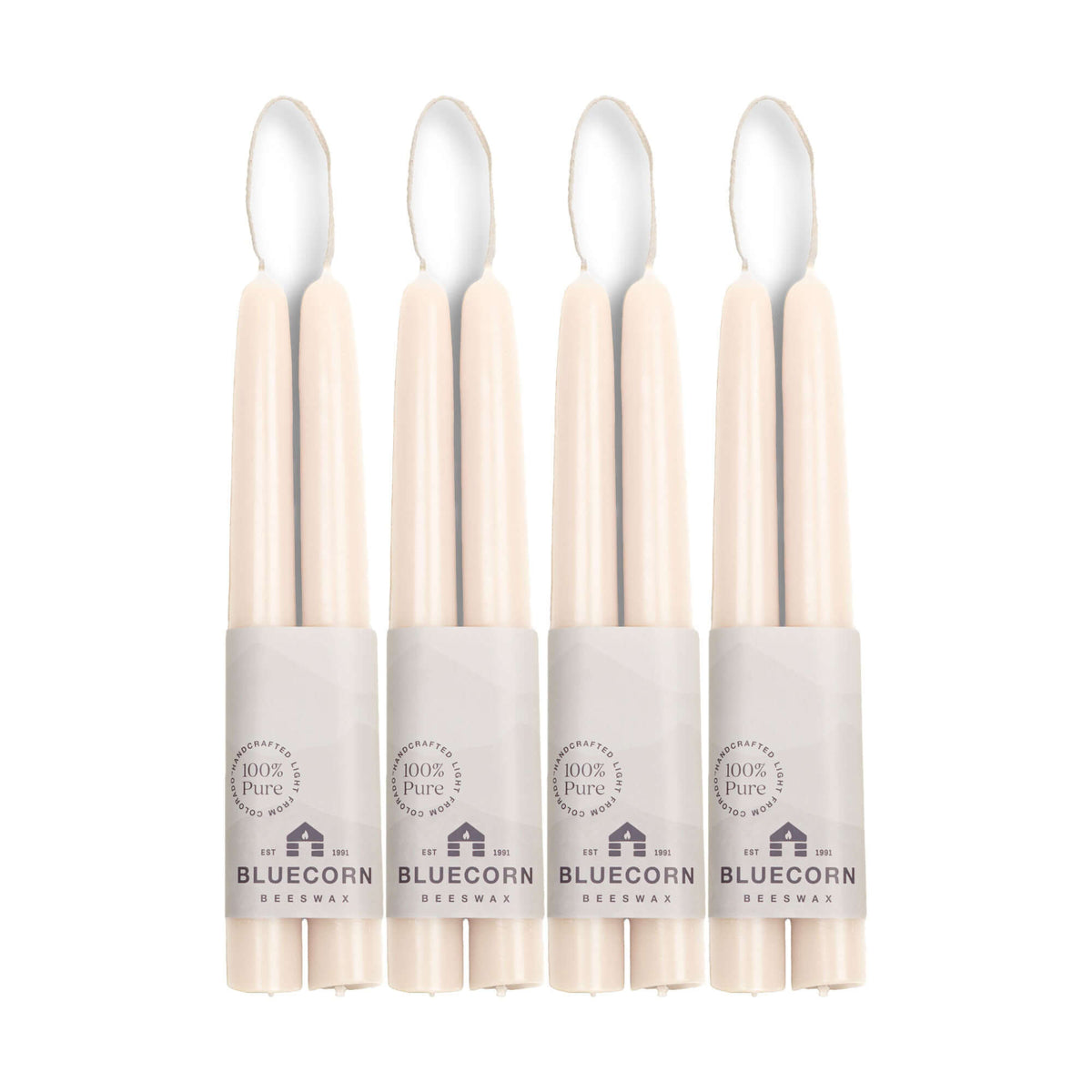 Hand-Dipped Beeswax Taper Candles - Bulk 4-Pair Bundle 8" Ivory | Heirloom Boulevard