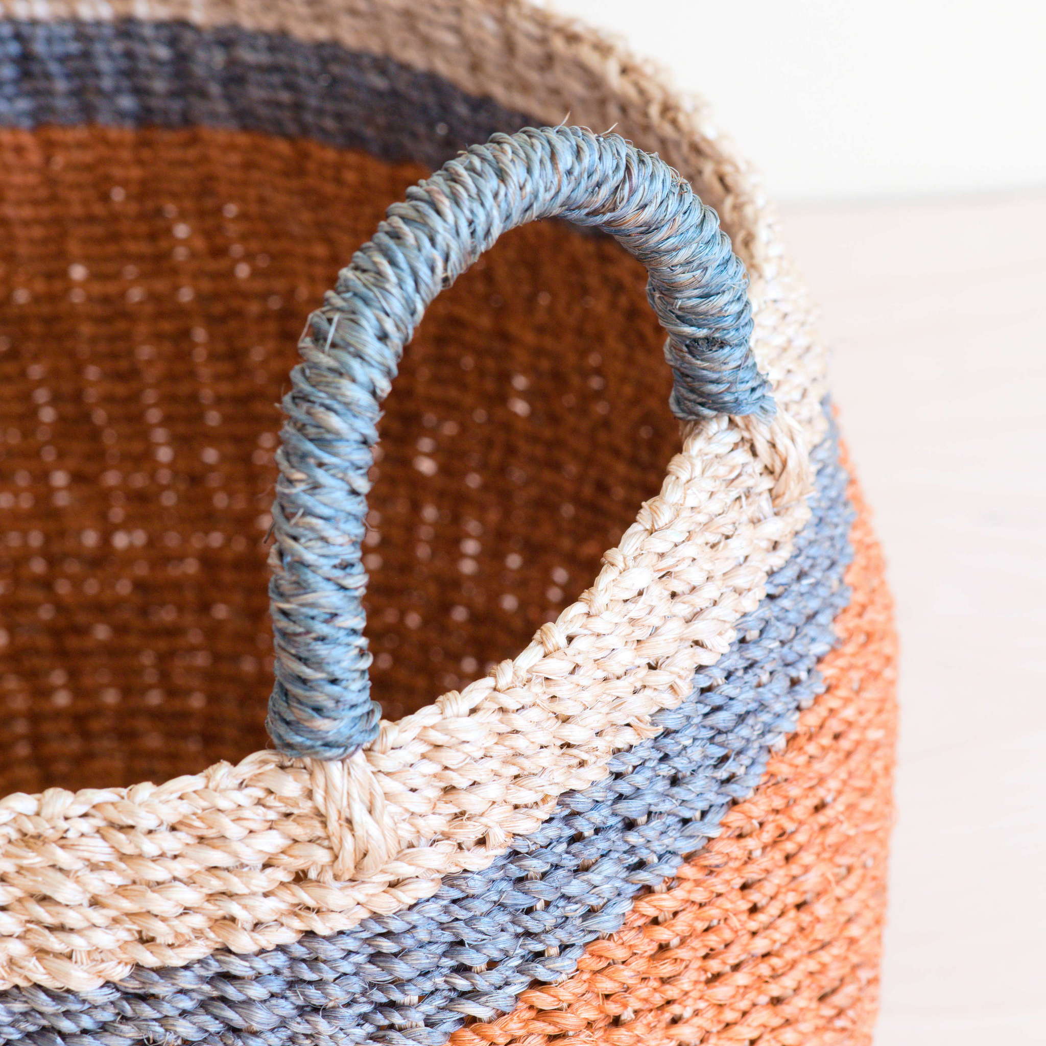 Coral Tabletop Catch-All with Handle - Handcrafted Baskets | LIKHÂ LIKHÂ | Heirloom Boulevard