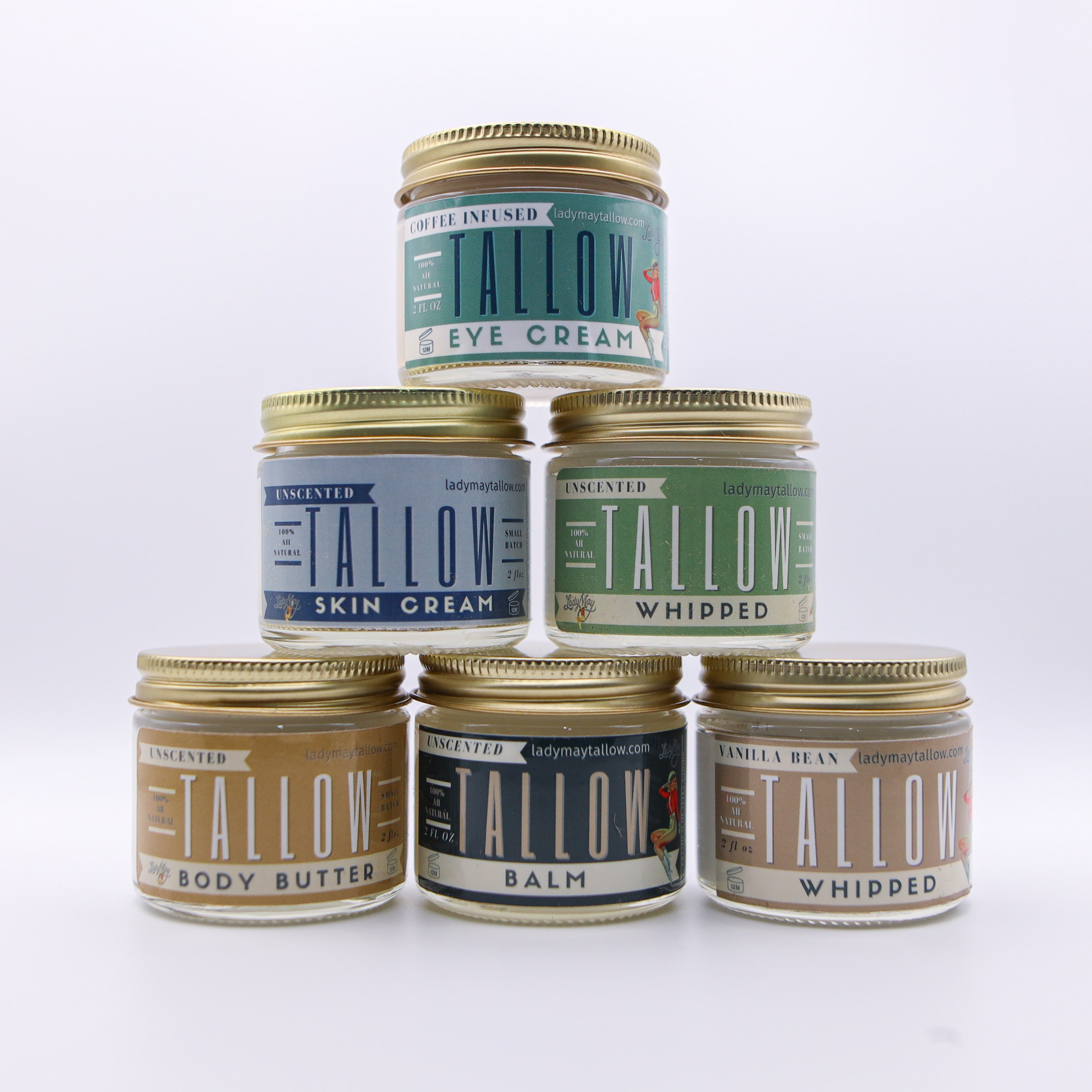 6 pack Travel Tallow All-Natural Skincare Premium Quality All Natural Gift Box by The Lady May Lady May Tallow | Heirloom Boulevard
