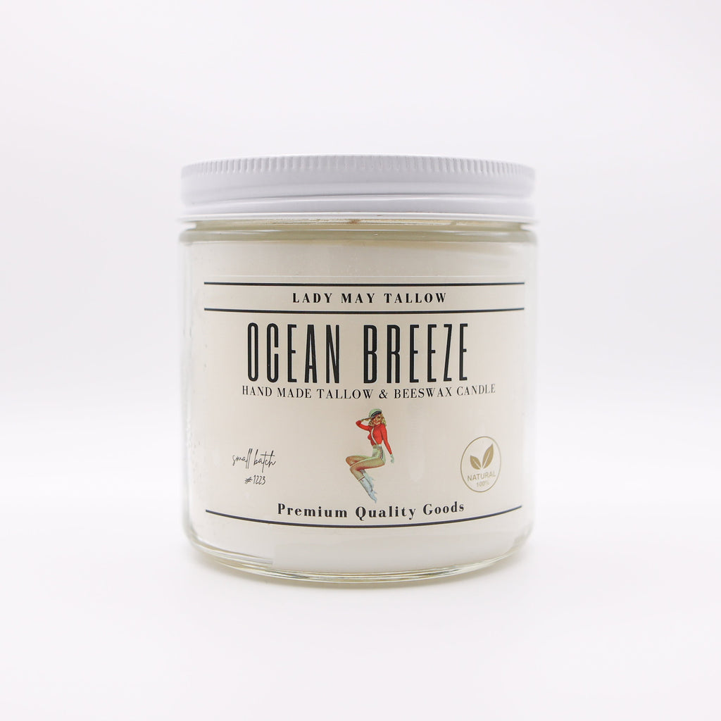 Ocean Breeze Tallow & Beeswax Candle | All-Natural, Non-Toxic, Clean-Burning Lady May Tallow | Heirloom Boulevard