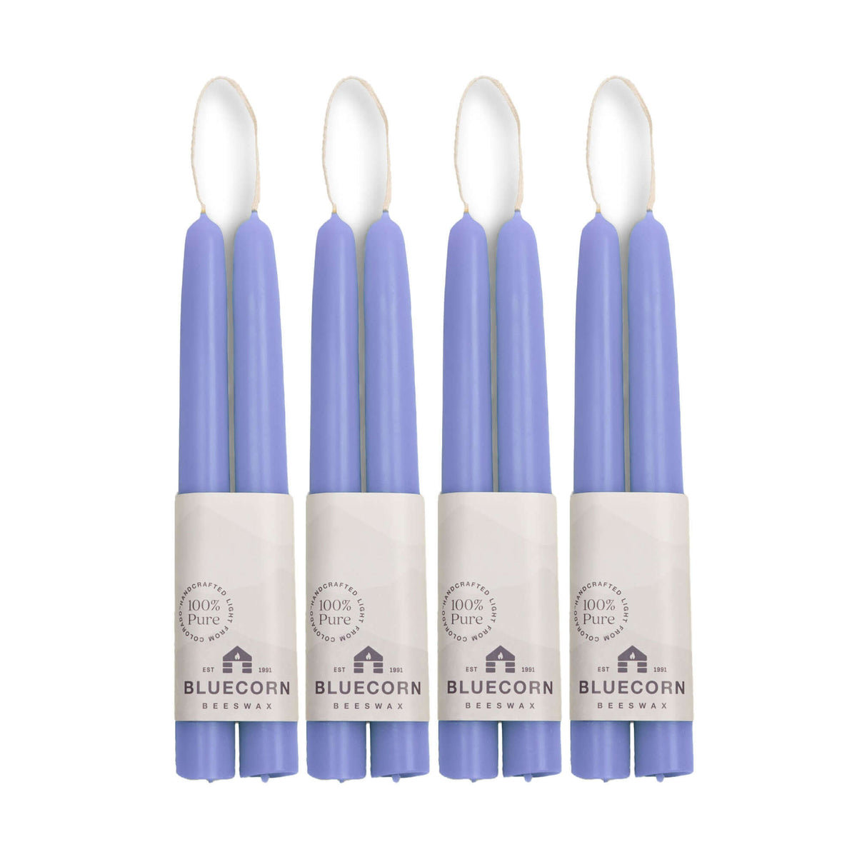 Hand-Dipped Beeswax Taper Candles - Bulk 4-Pair Bundle 8" Lilac | Heirloom Boulevard