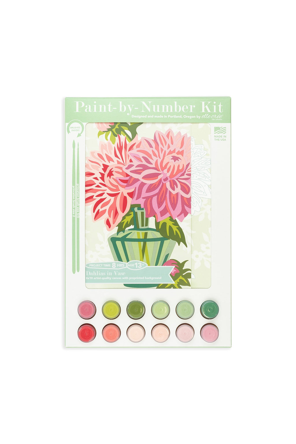 Elle Crée Dahlias in Vase | 8x10 paint-by-number kit | Heirloom Boulevard
