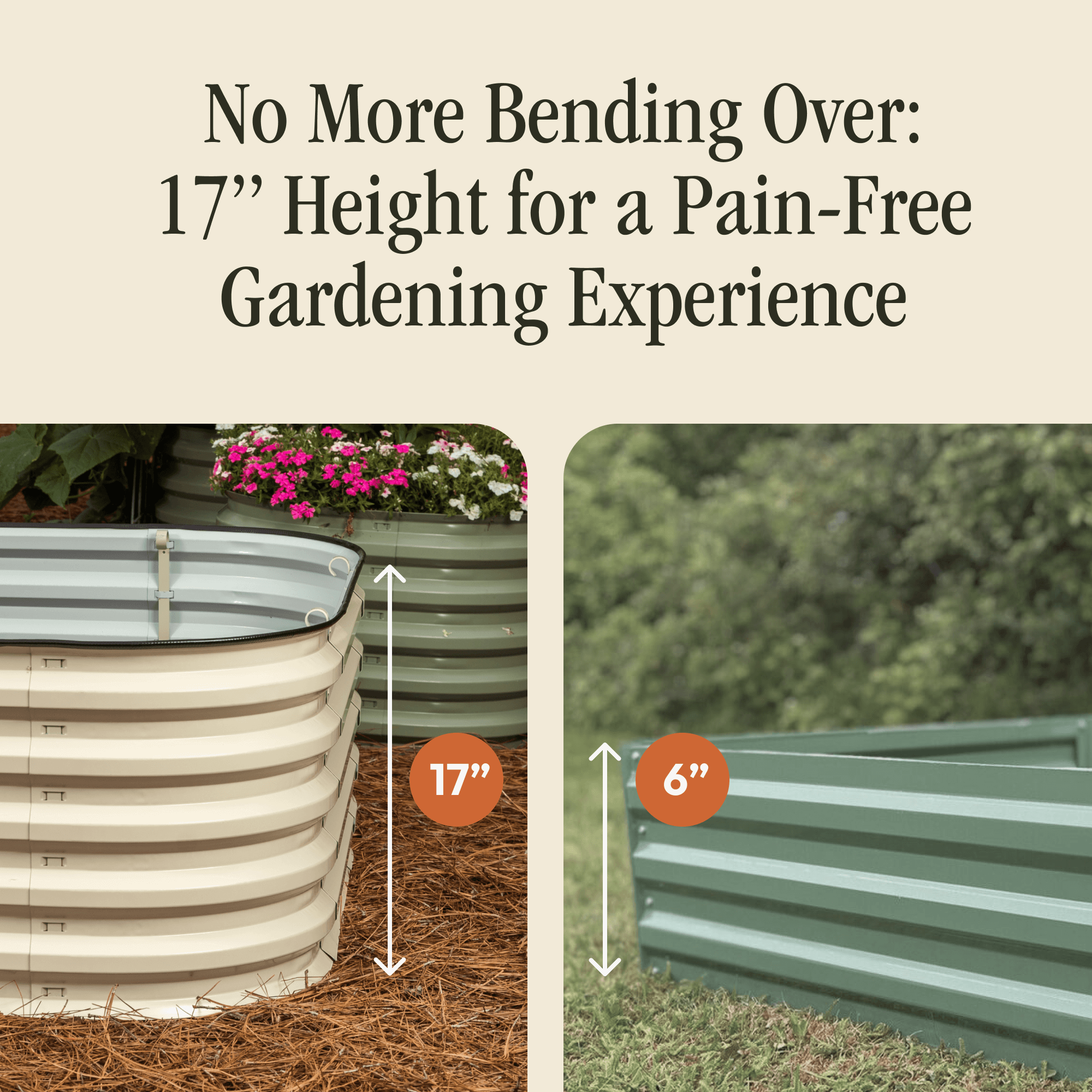 Go Rite 17" Tall 6 In 1 "No Tools Needed" Premium Metal Raised Garden Bed Kit | Heirloom Boulevard