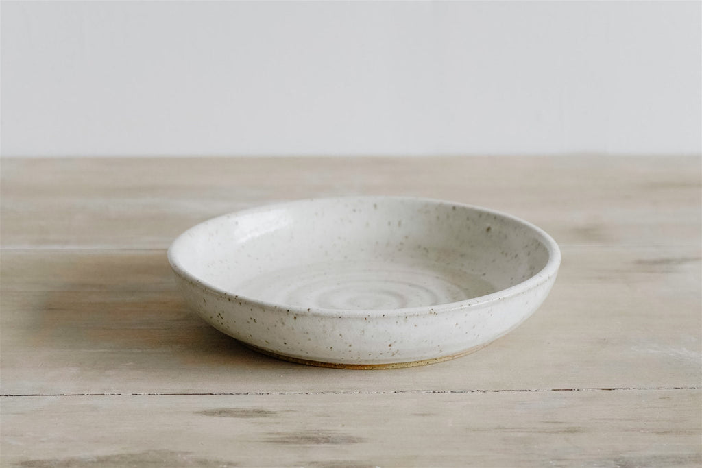 KJ Pottery Pasta Bowl Speckled White Glazed Rim | Heirloom Boulevard