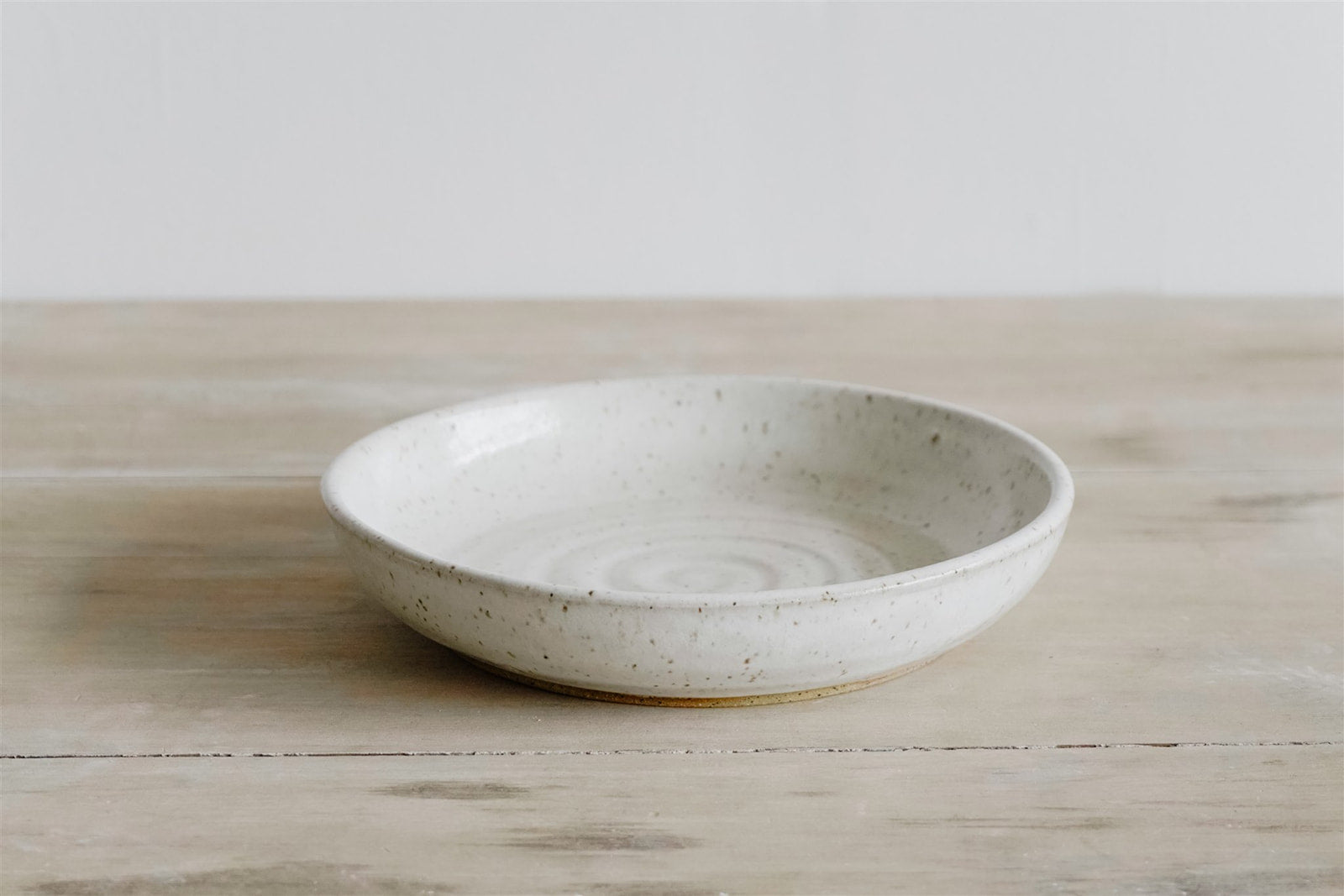 KJ Pottery Pasta Bowl Speckled White Glazed Rim | Heirloom Boulevard