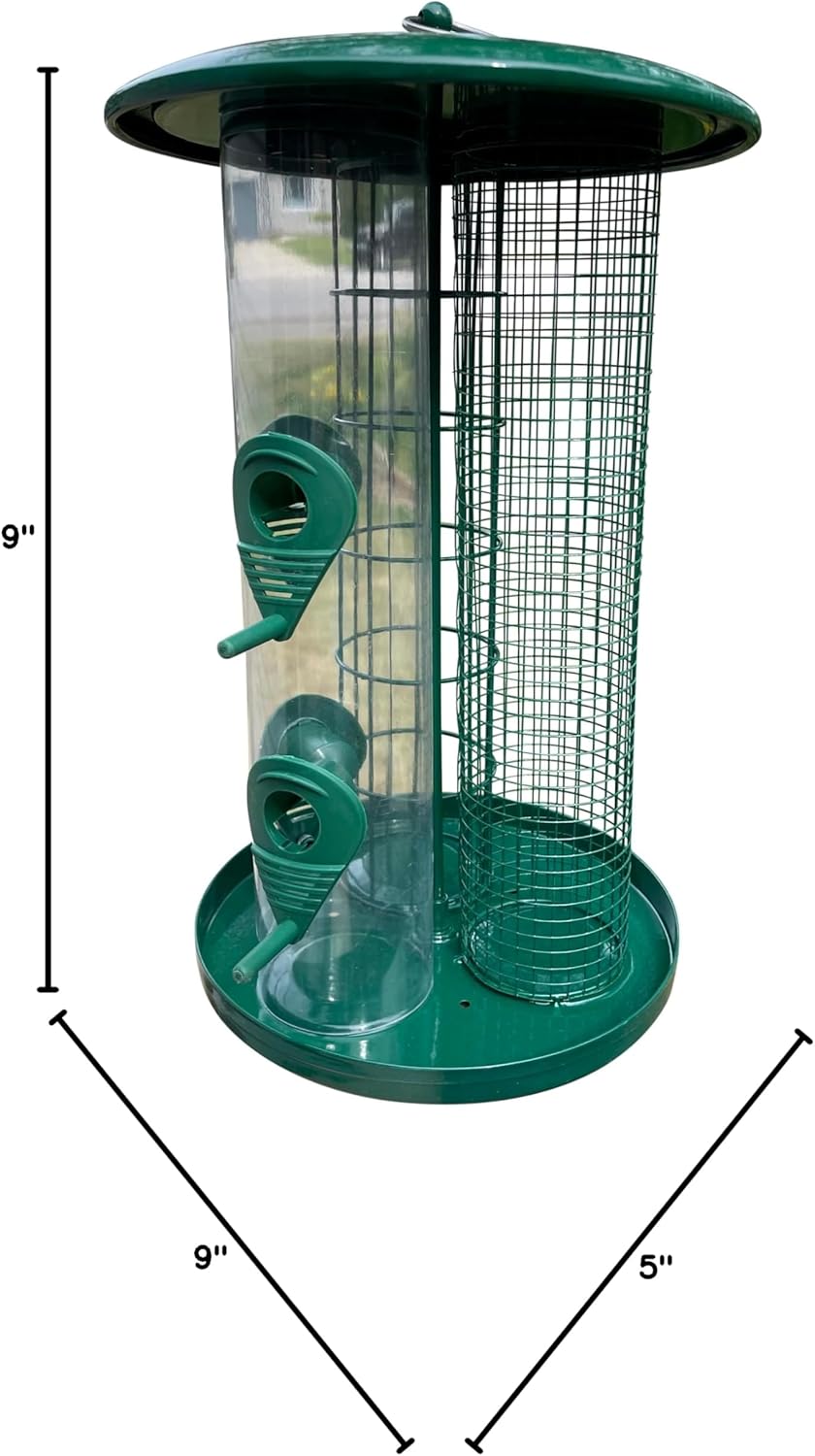 Garden Guru 3-in-1 Outdoor Tube Bird Feeder for Small Wild Birds | Heirloom Boulevard