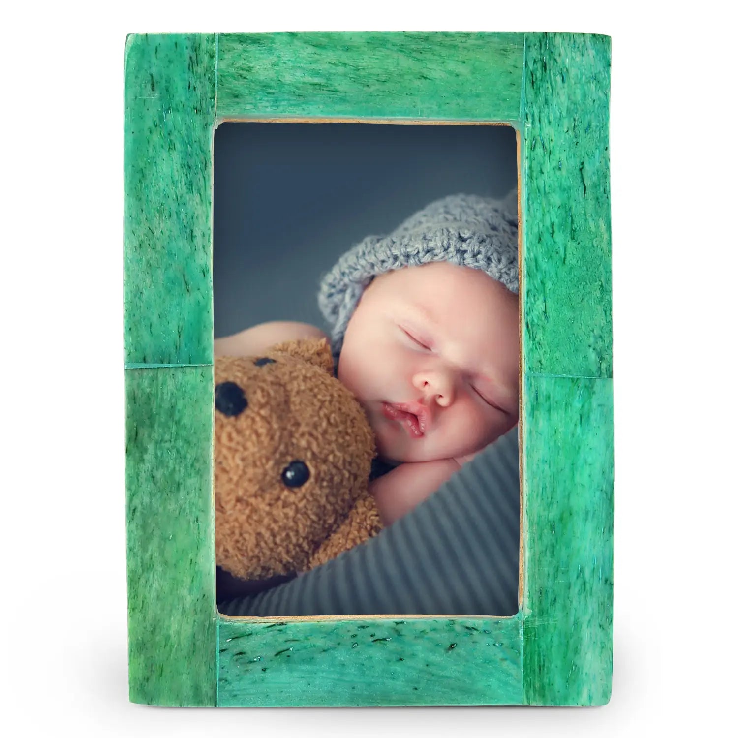 Baby Picture Frames Classic Bone Inlay in Green, Set of 3