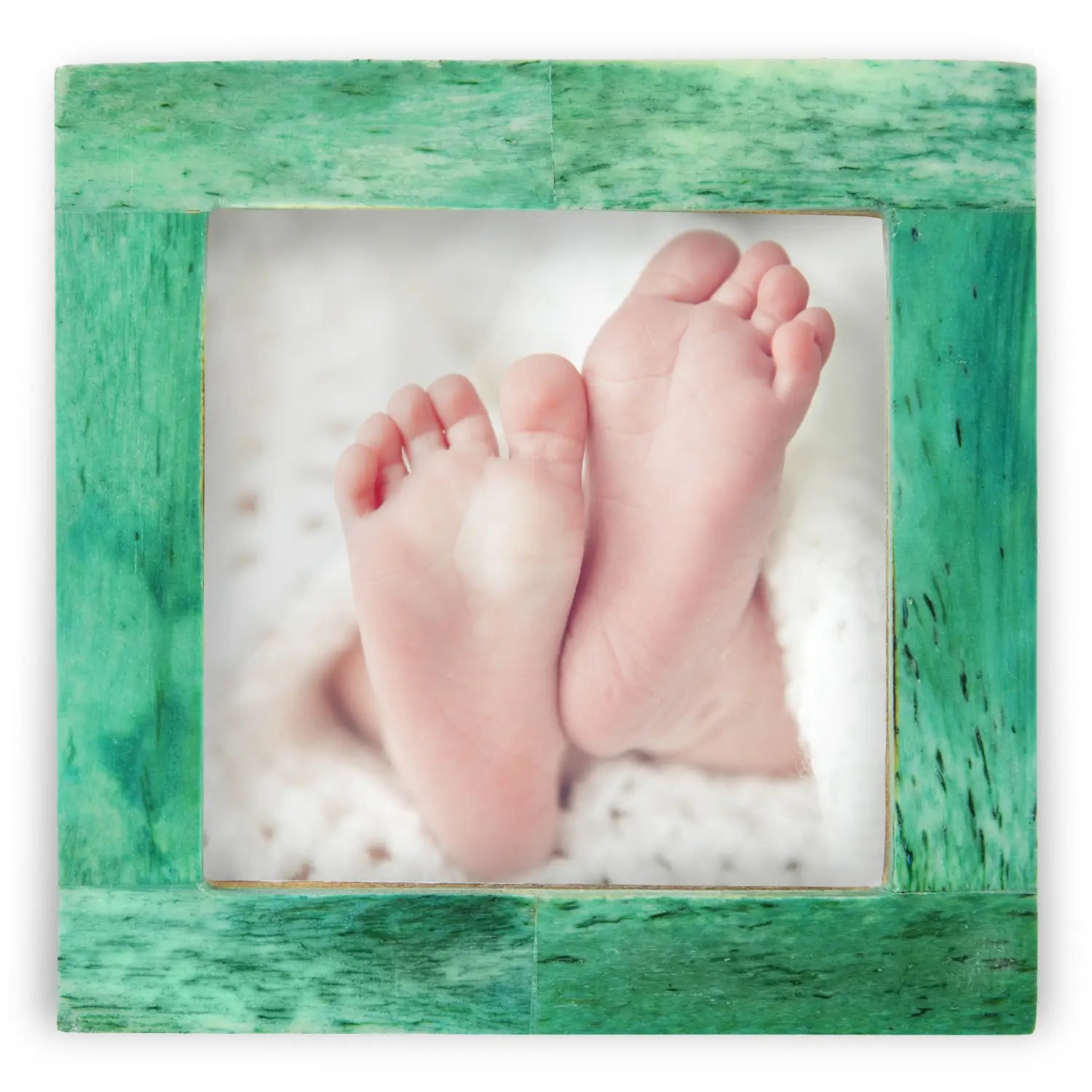 Baby Picture Frames Classic Bone Inlay in Green, Set of 3