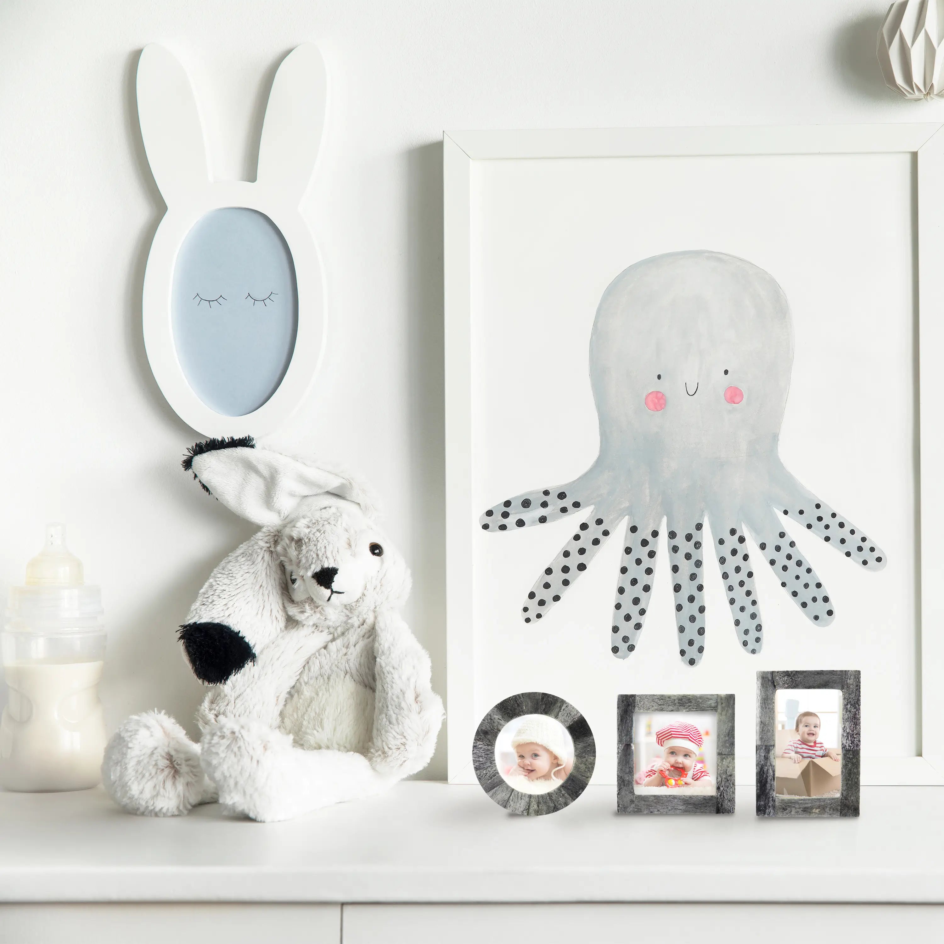 Baby Picture Frames Classic Bone Inlay in Grey, Set of 3