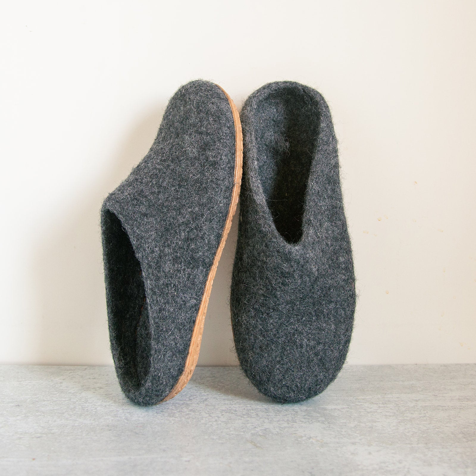 Stone Gray | Mens Organic Merino Wool Slippers Fuzzy Cove | Heirloom Boulevard